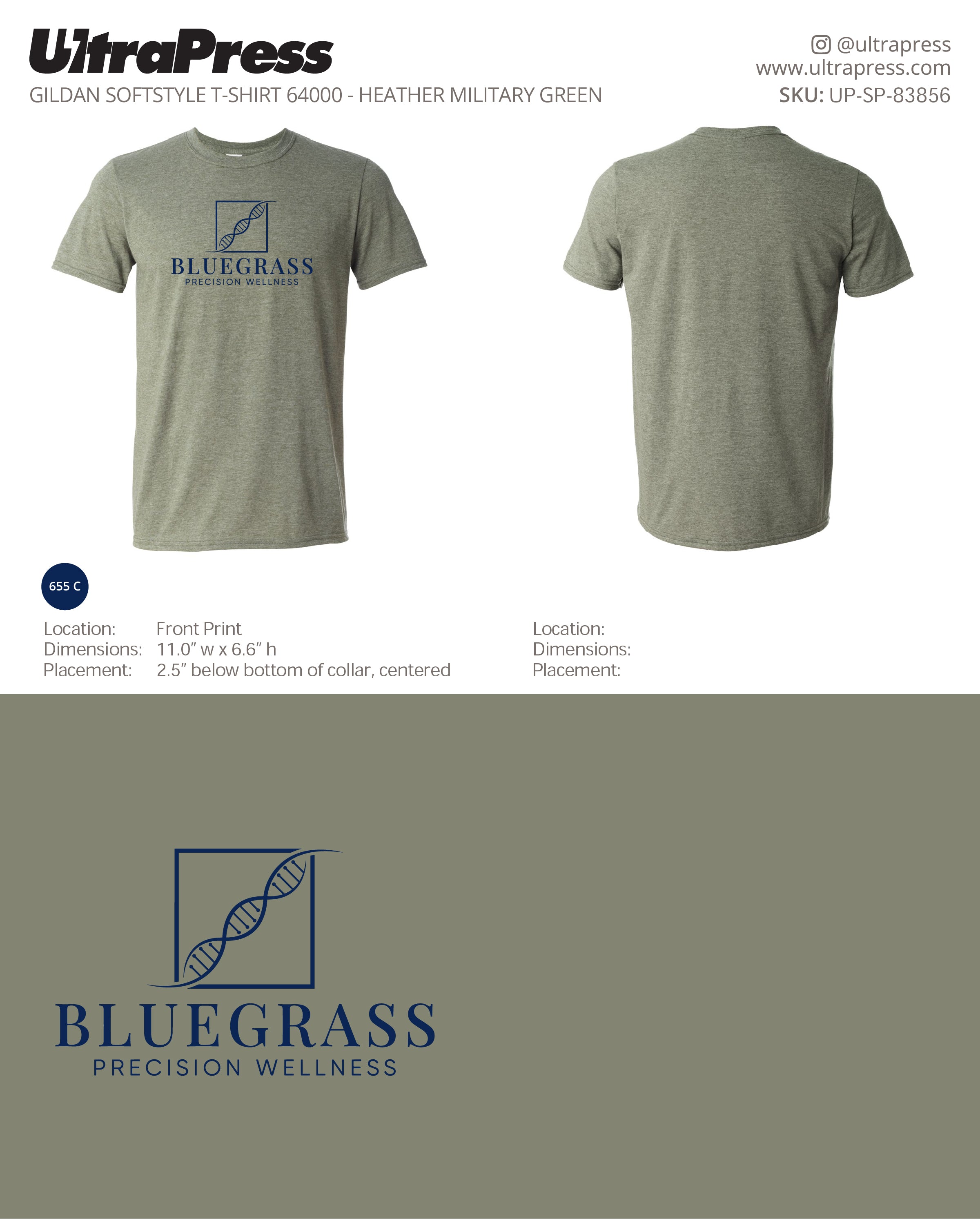 UP-SP-83856 Bluegrass Gildan 64000 Shirts - Cassie Koons 100 Min Qty (Bulk)