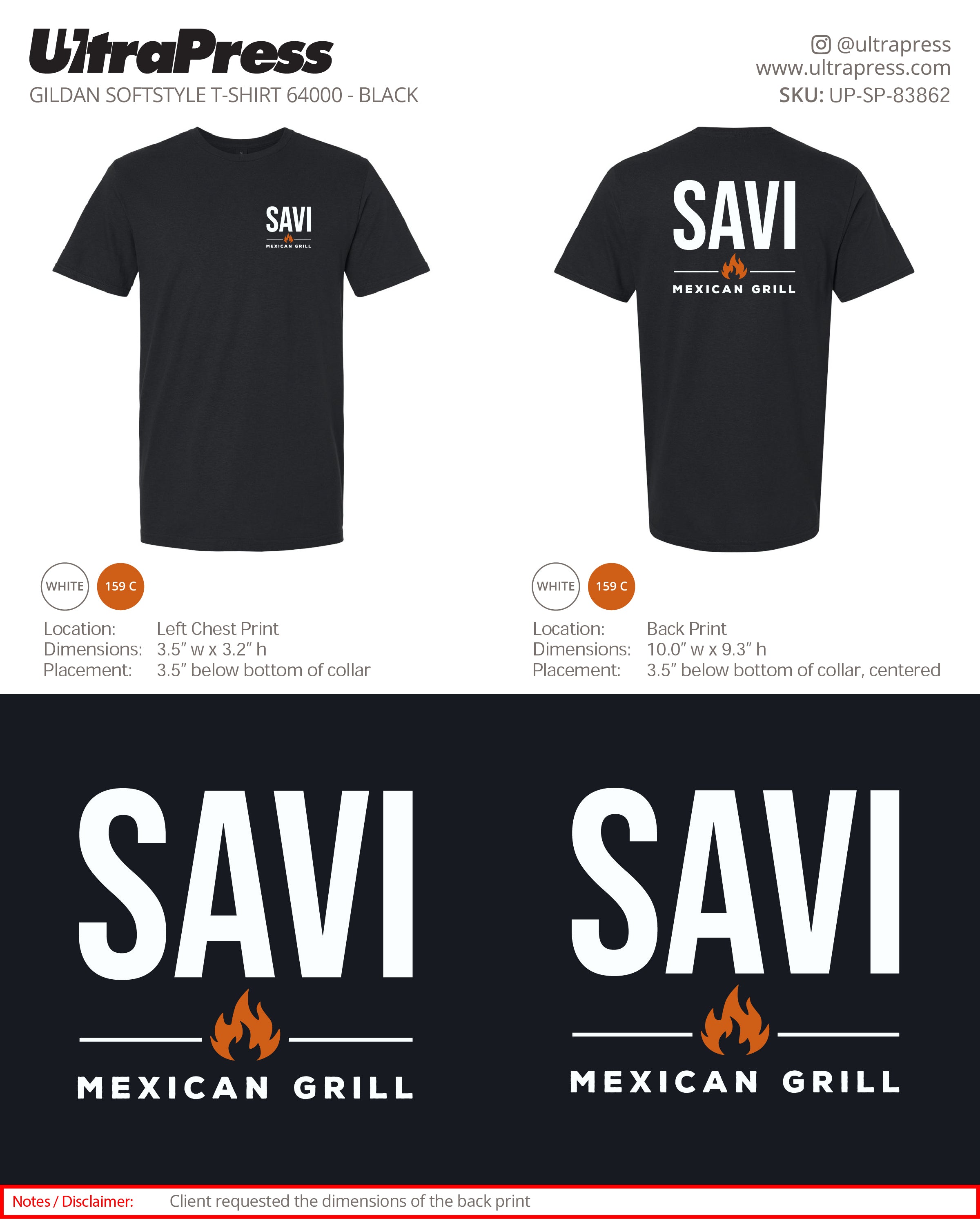 UP-SP-83862 SAVI Mexican Grill - Pham Group LLC 100 Min Qty (Bulk)
