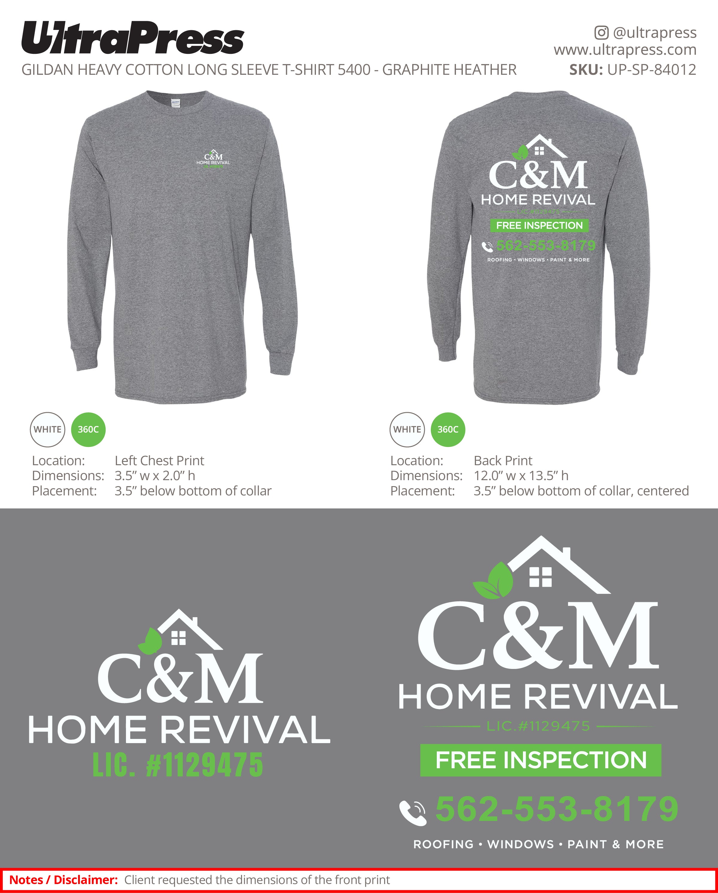UP-SP-84012 C&M Home Revival (Long Sleeves) - Moody Ibrahim 100 Min Qty (Bulk)