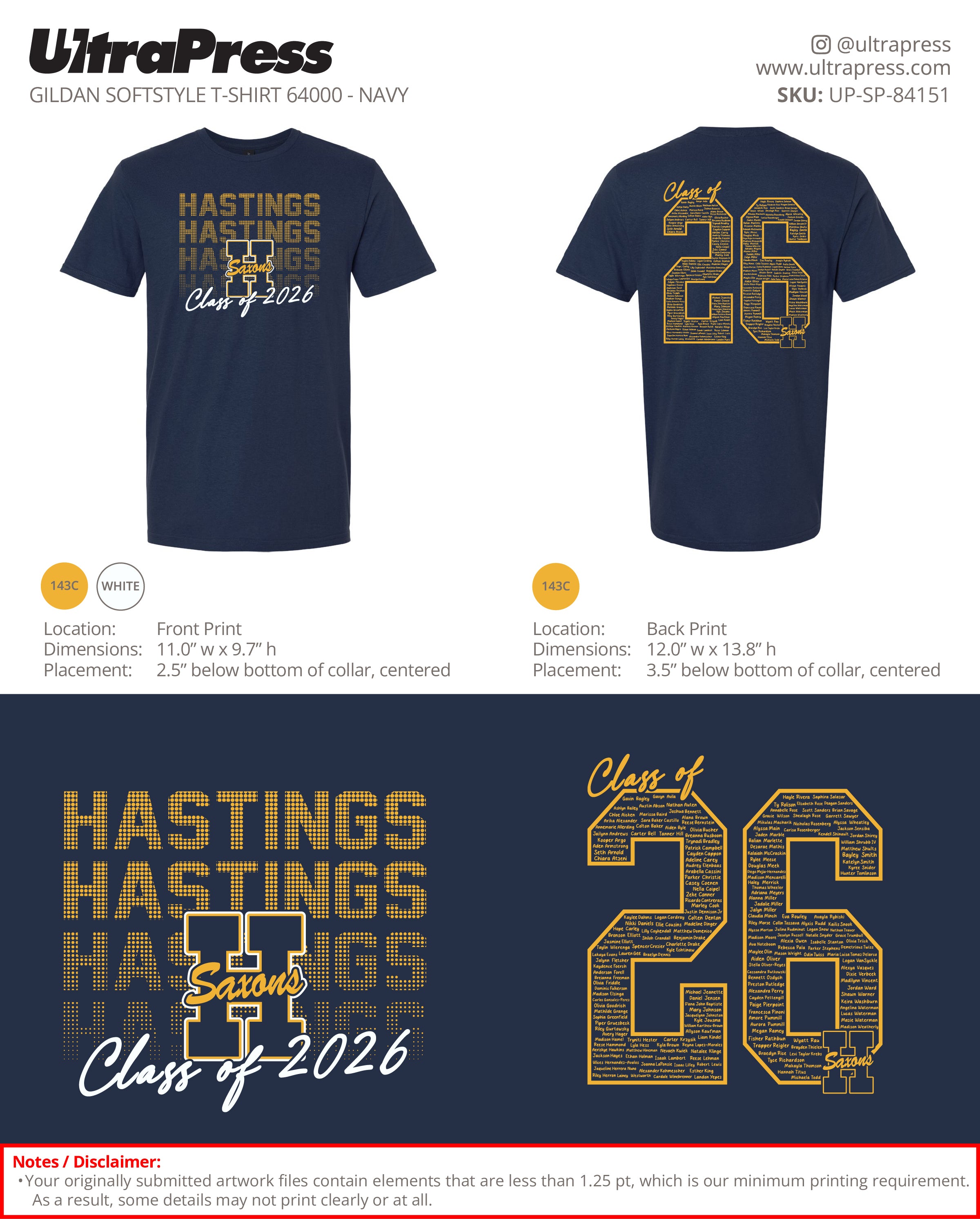 UP-SP-84151 Hastings Class of 2026 - Rachelle Hill - 100 Min Qty Package Deal (Bulk)