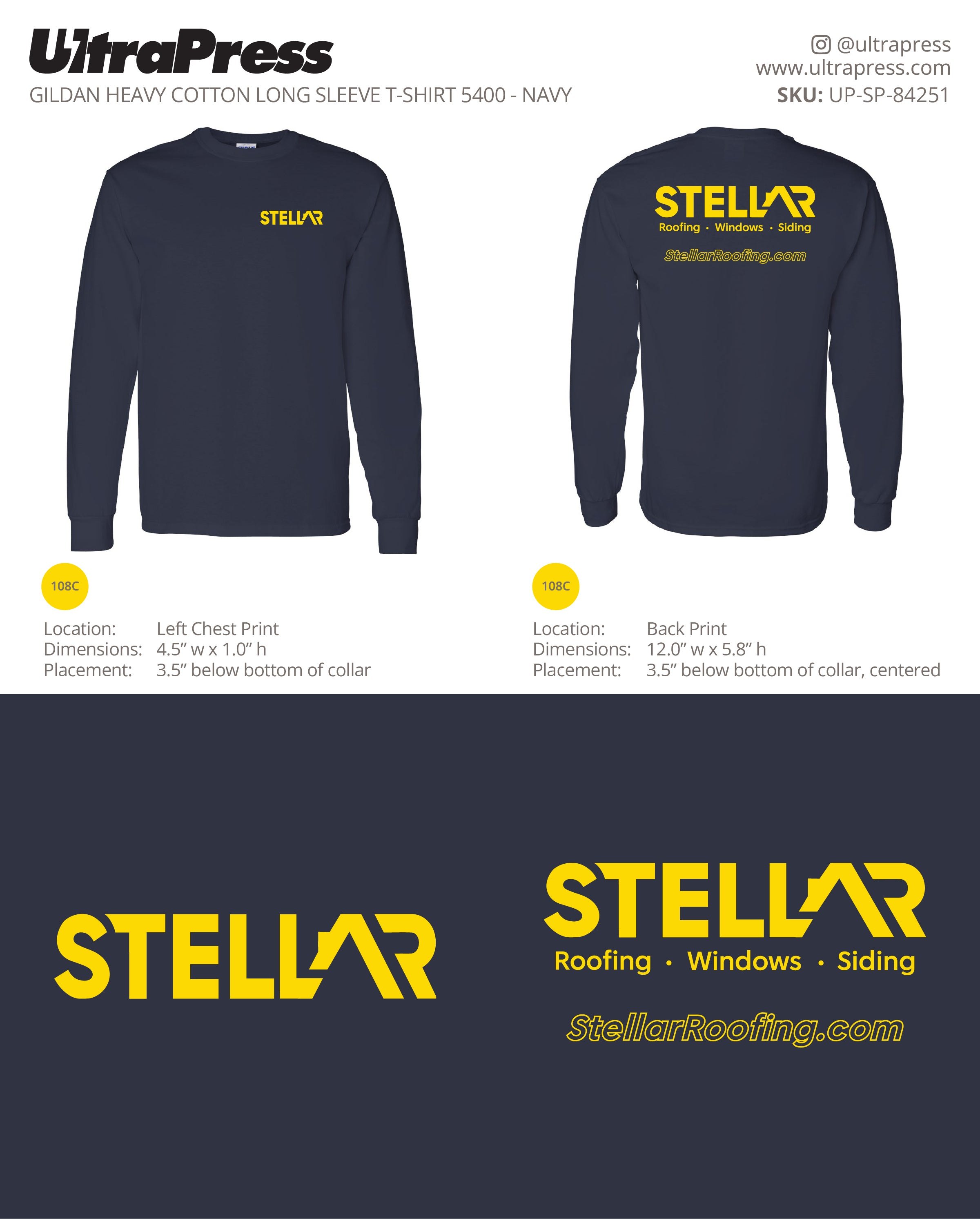 UP-SP-84251 Stellar Front Logo Only Long Sleeves - Rich Healey 100 Pieces Package Deal (Bulk)
