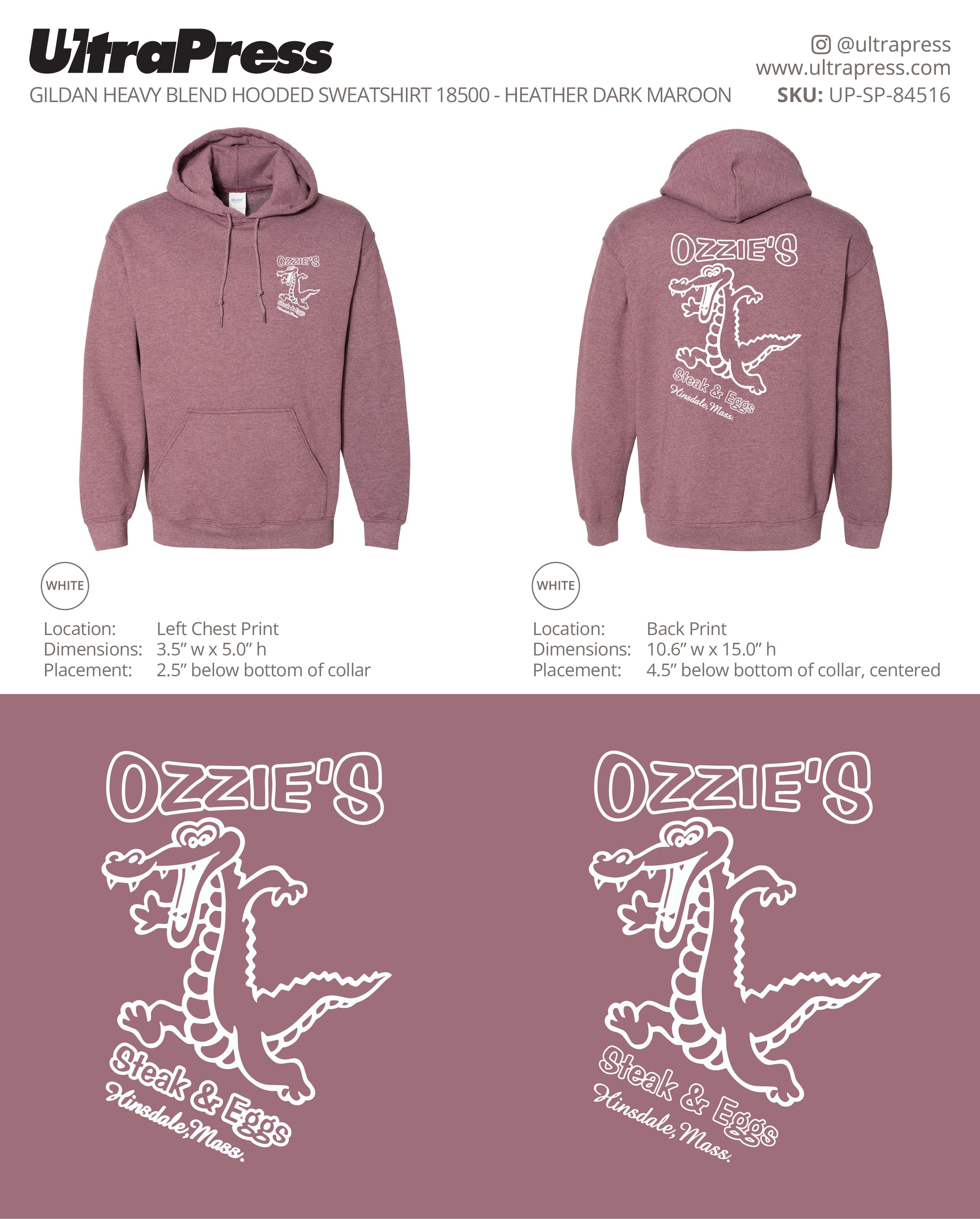 UP-SP-84516 Ozzie's Steak & Eggs Hoodies - Alan Lussier 50 Pieces Package Deal (Bulk)