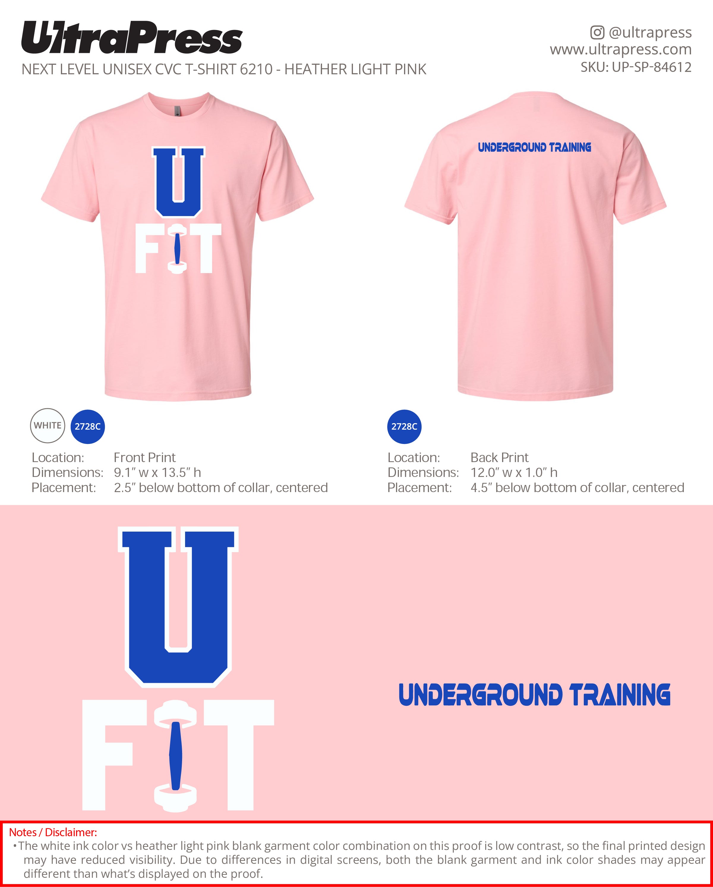 UP-SP-84612 Underground Training (Heather Light Pink Shirt)- Ishmael Hicks 50 Min Qty (Bulk)
