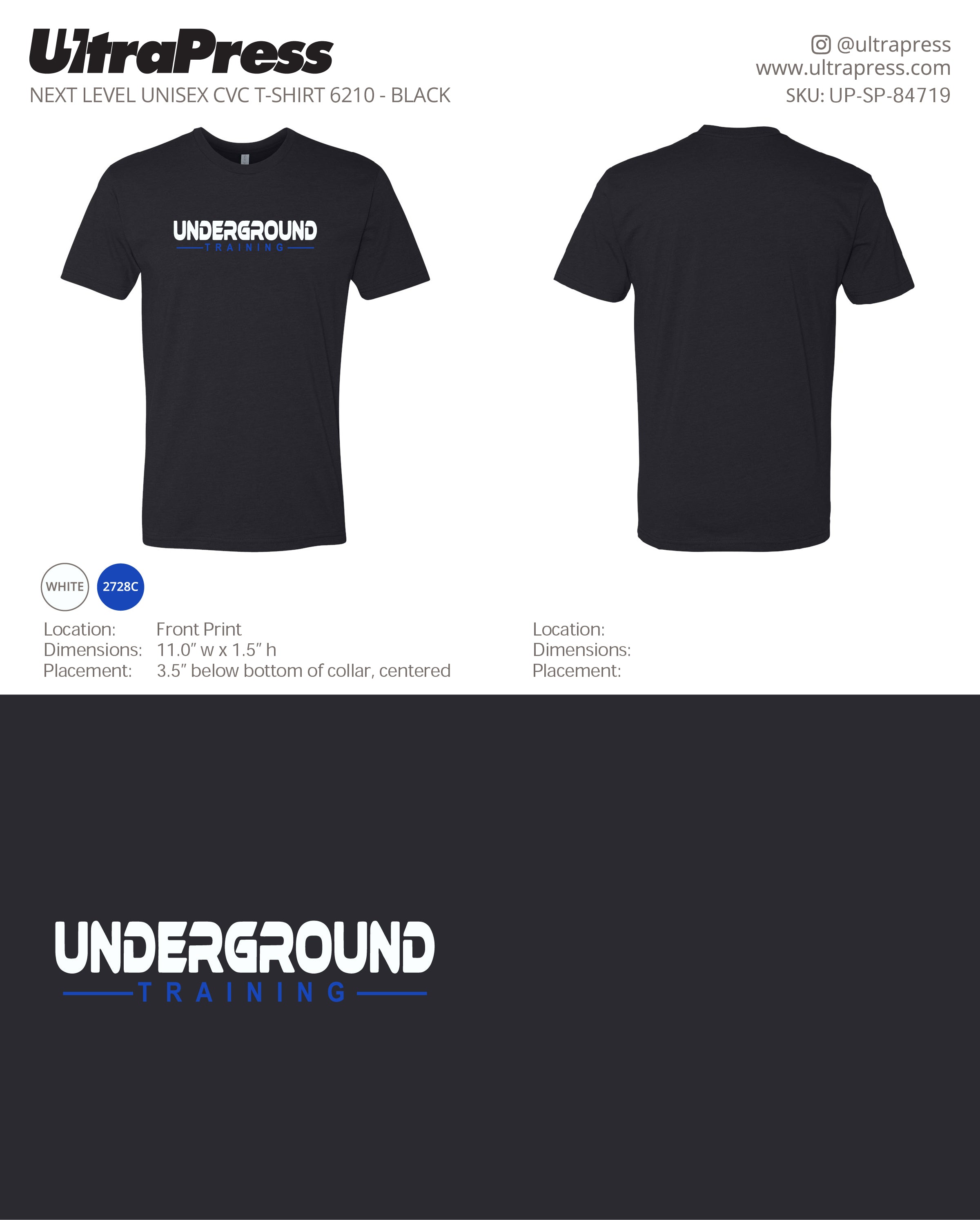UP-SP-84719 Underground Training Black (Front Print) - Ishmael Hicks 50 Min Qty (Bulk)