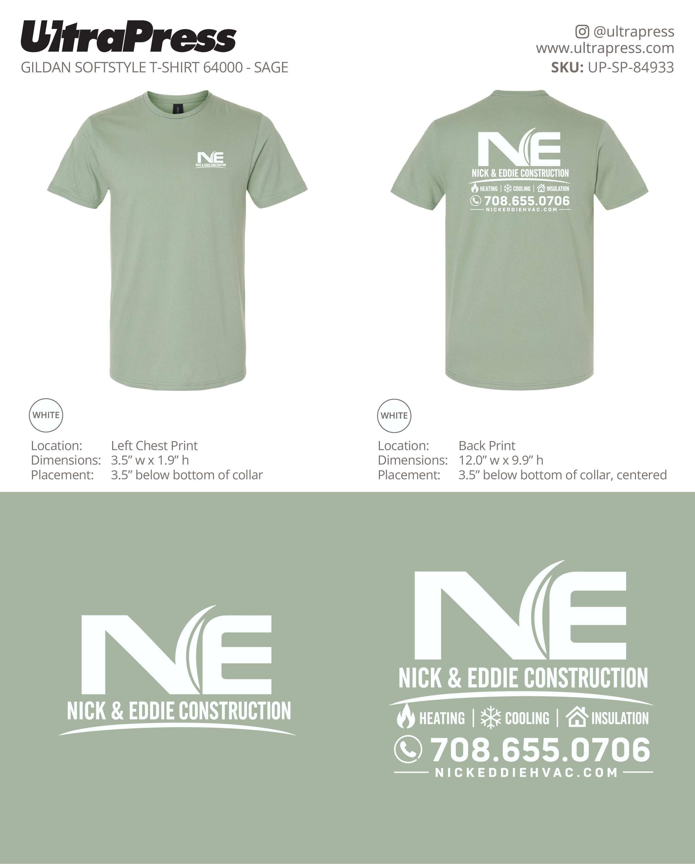 UP-SP-84933 Nick & Eddie Construction (T-Shirt - White Ink) - Nicholas R. Skalnik 100 Min Qty (Bulk)
