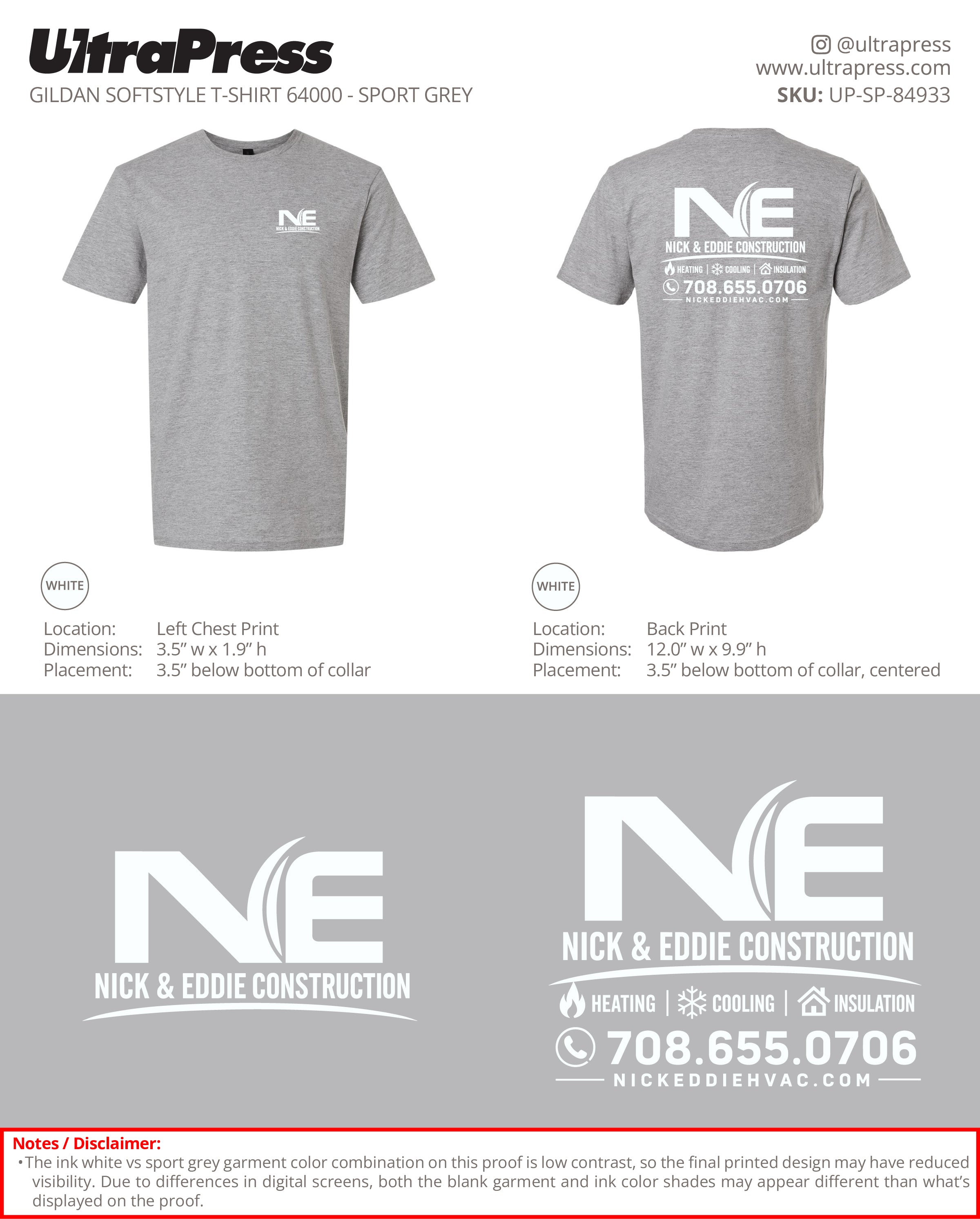 UP-SP-84933 Nick & Eddie Construction (T-Shirt - White Ink) - Nicholas R. Skalnik 100 Min Qty (Bulk)