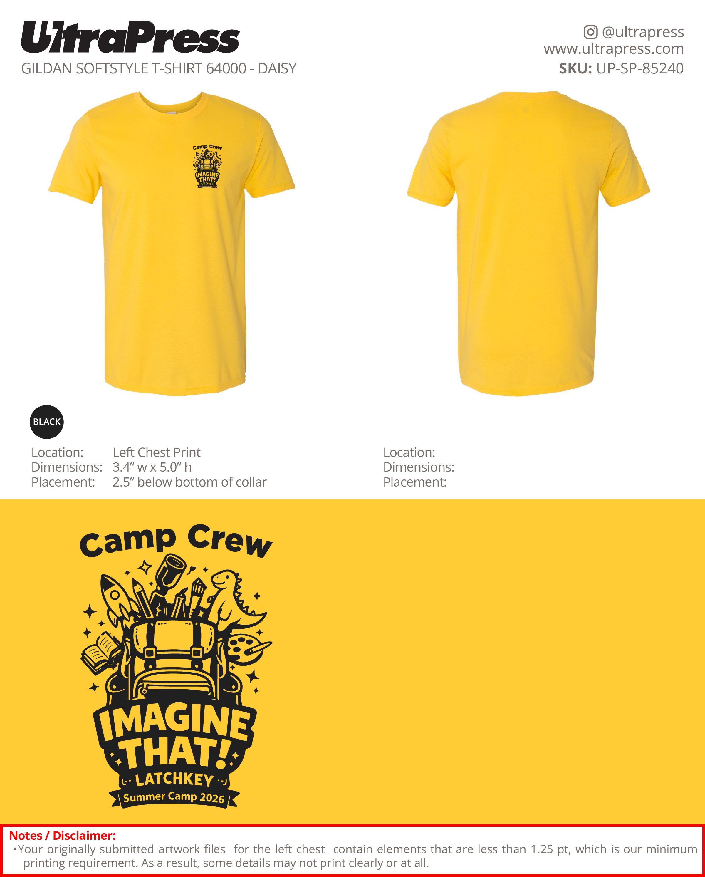 UP-SP-85240 Summer Camp 2026 STAFF - Nicole Feldman - 24 Min Qty (Bulk)
