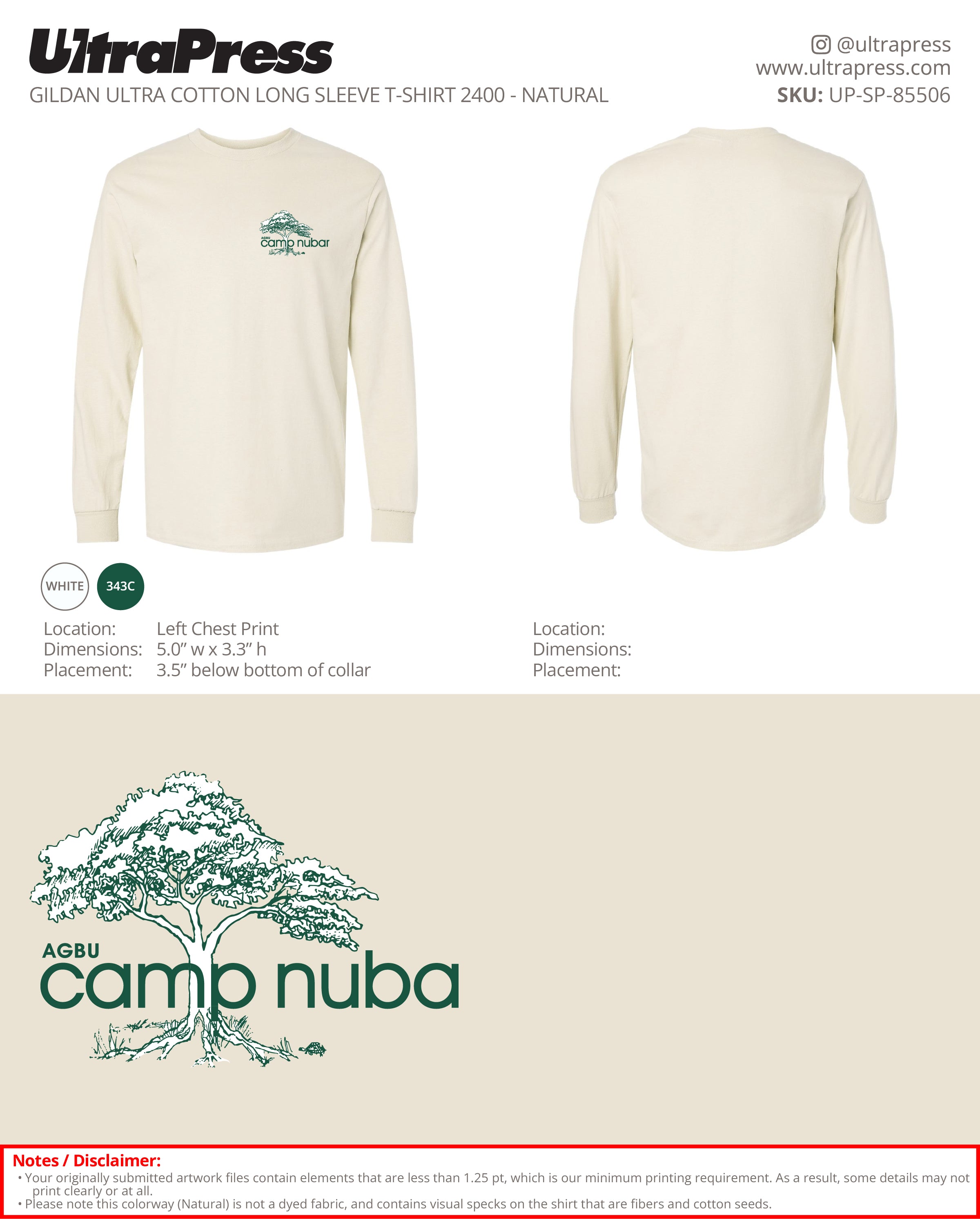 UP-SP-85506 Camp Nubar 2026 Tree Logo - Alexis Krolian 100 Min Qty (Bulk)