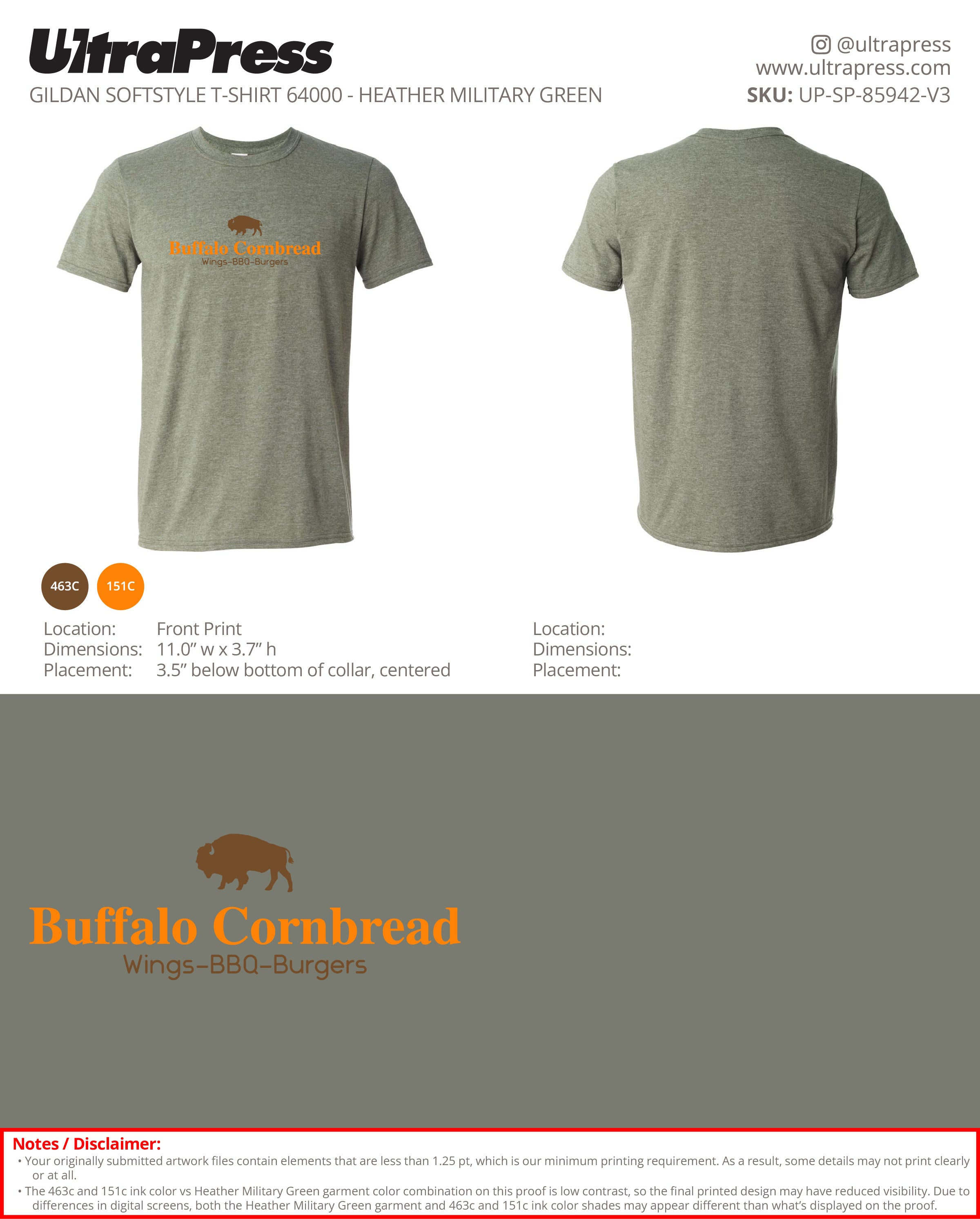 UP-SP-85942 Buffalo Cornbread Brown and Orange Ink - Jefferson Kilgore 100 Pieces Package Deal (Bulk)