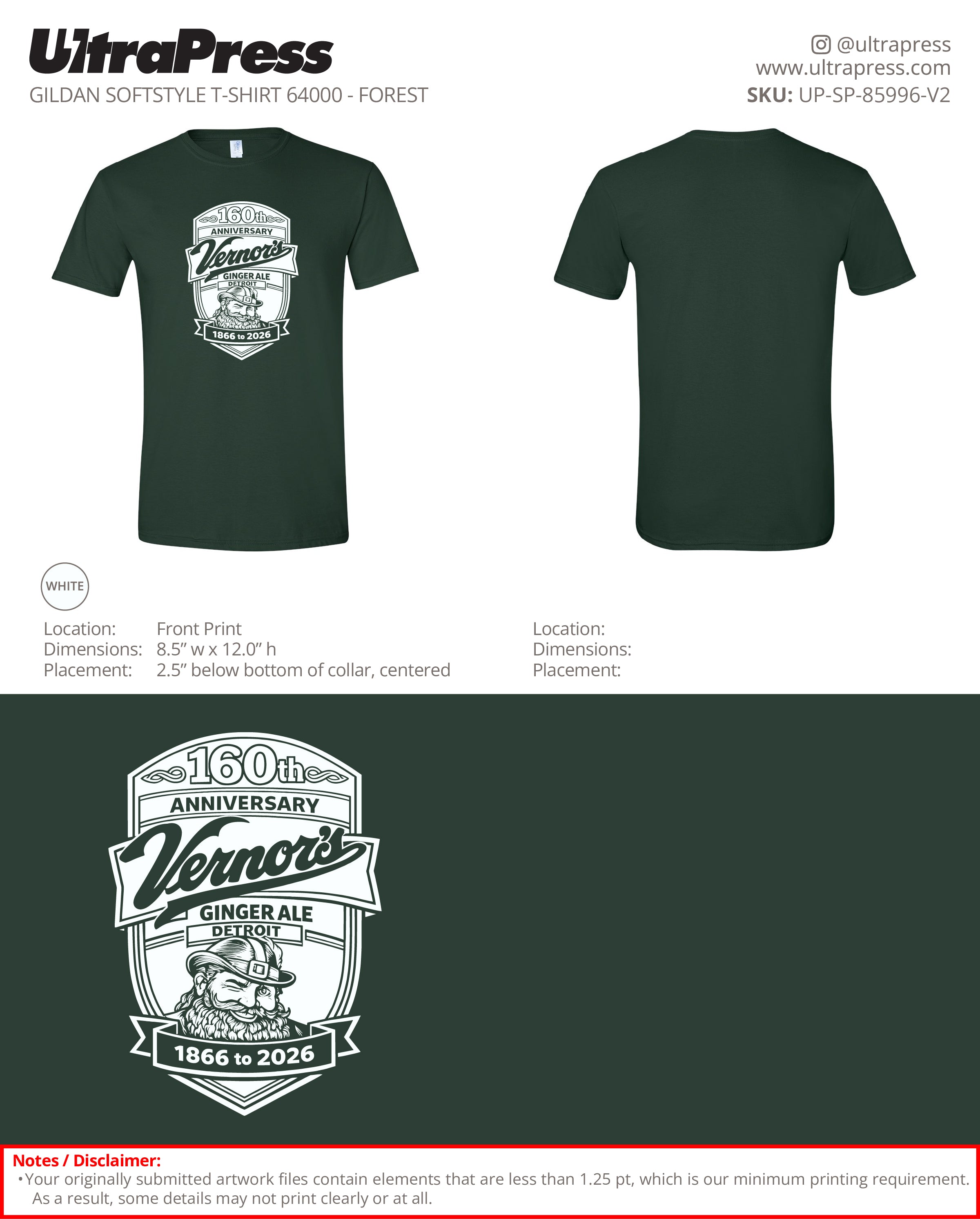 UP-SP-85996 160th Anniversary Vernor's Ginger Ale Detroit - Keith Wunderlich 100 Min Qty (Bulk)