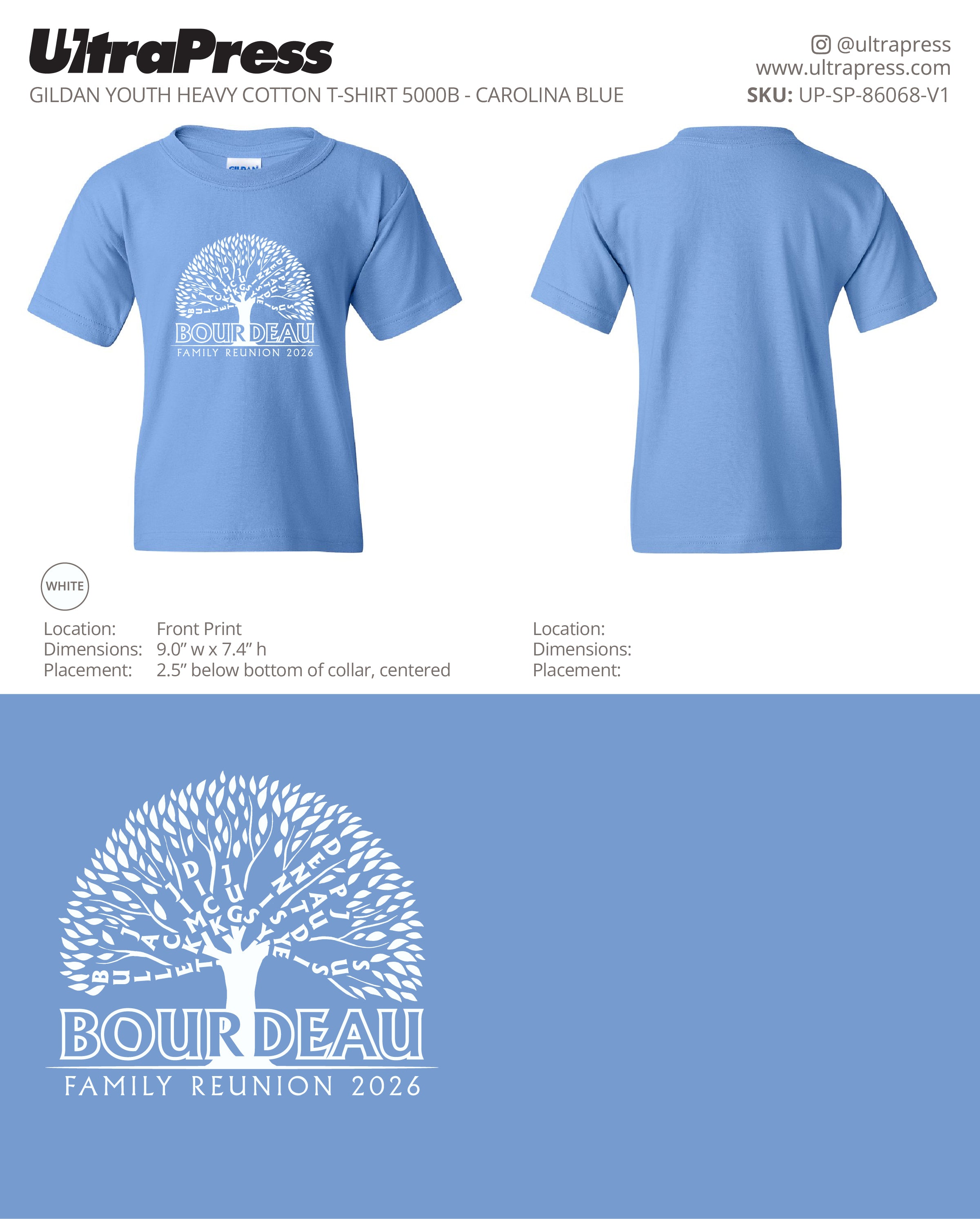 UP-SP-86068 Bourdeau Family Reunion 2026 - Michelle Smith 100 Min Qty (Bulk)