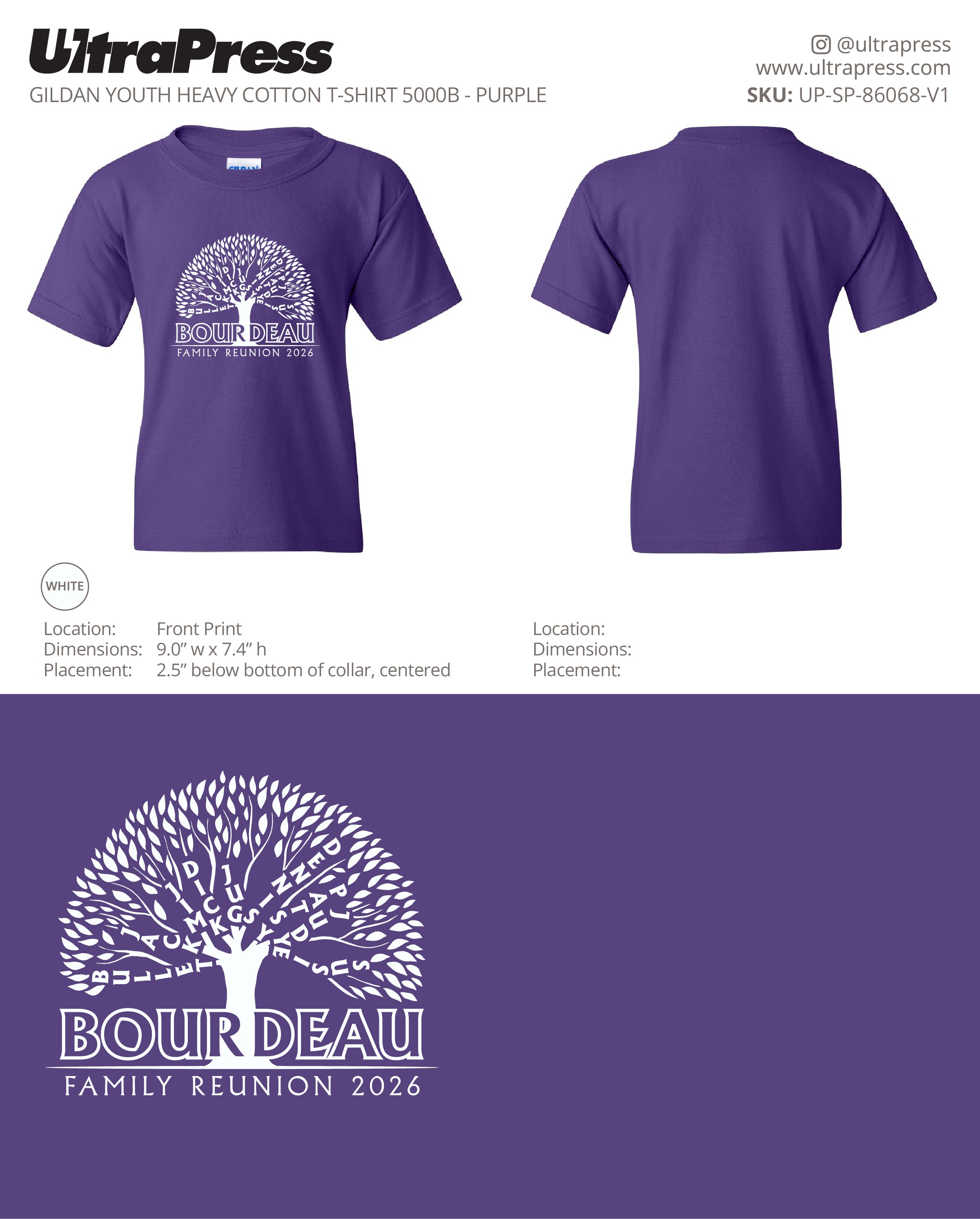 UP-SP-86068 Bourdeau Family Reunion 2026 - Michelle Smith 100 Min Qty (Bulk)