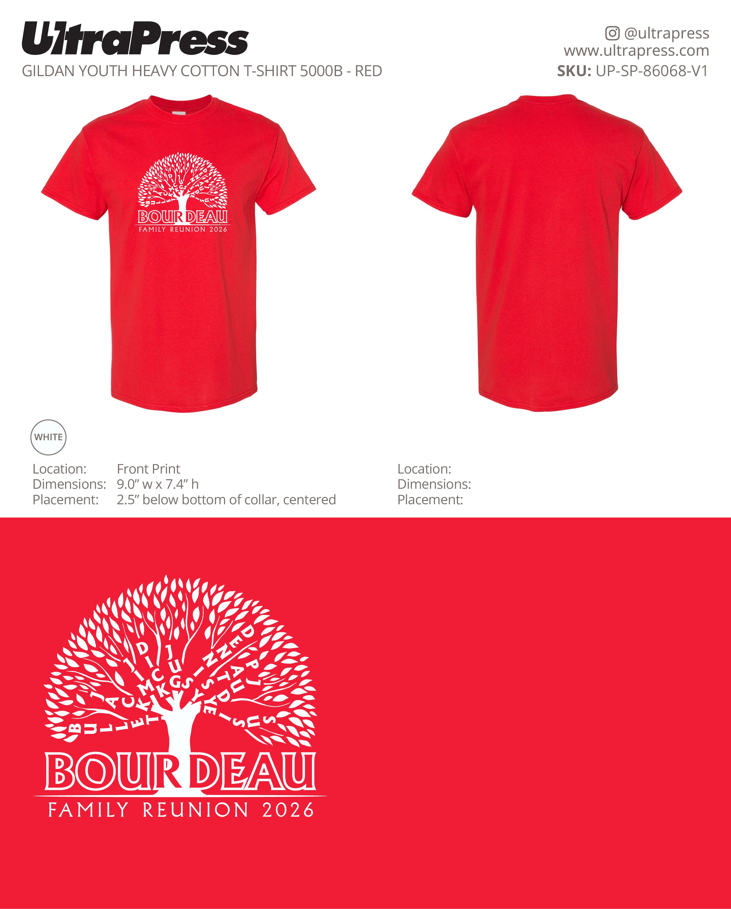 UP-SP-86068 Bourdeau Family Reunion 2026 - Michelle Smith 100 Min Qty (Bulk)
