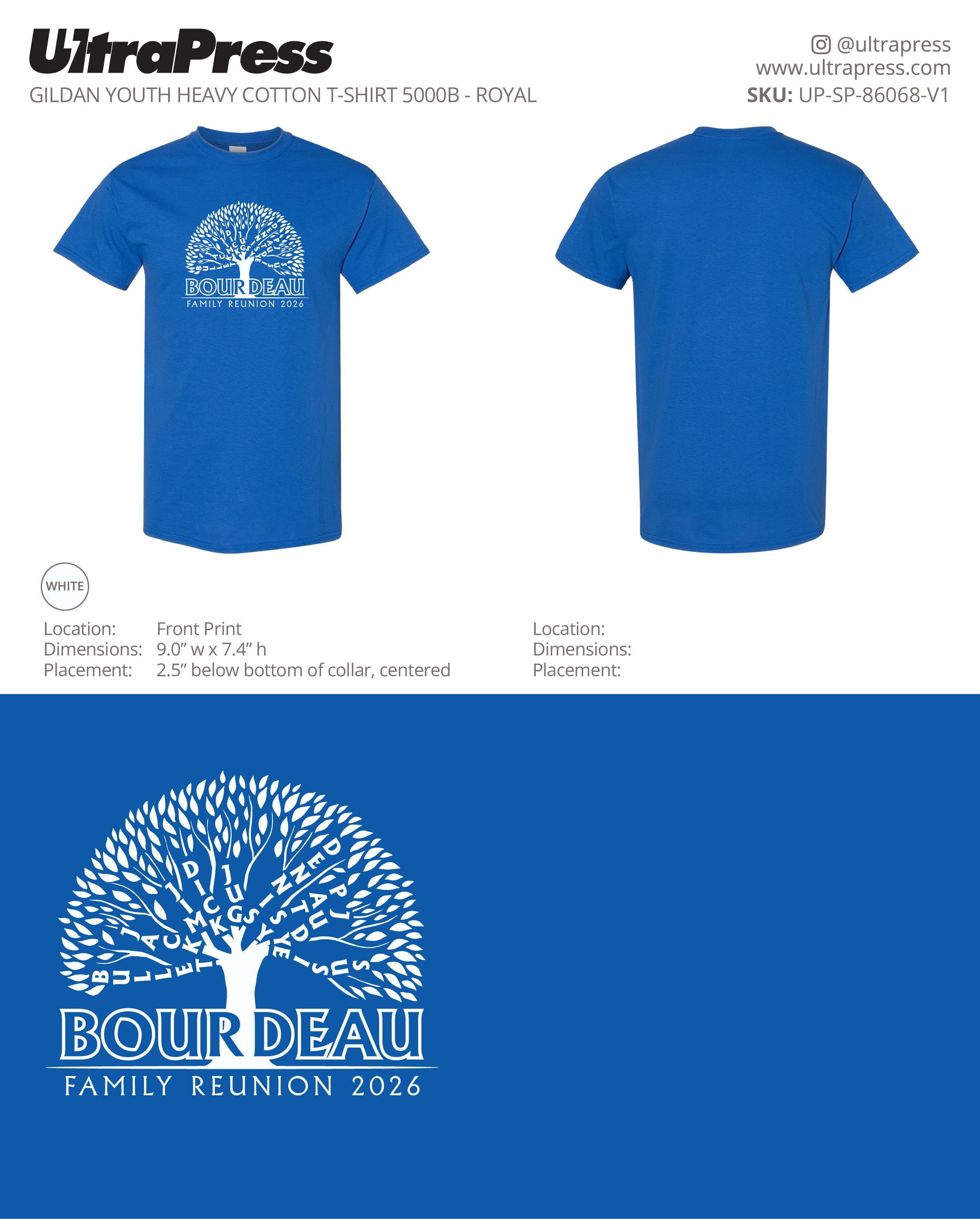 UP-SP-86068 Bourdeau Family Reunion 2026 - Michelle Smith 100 Min Qty (Bulk)