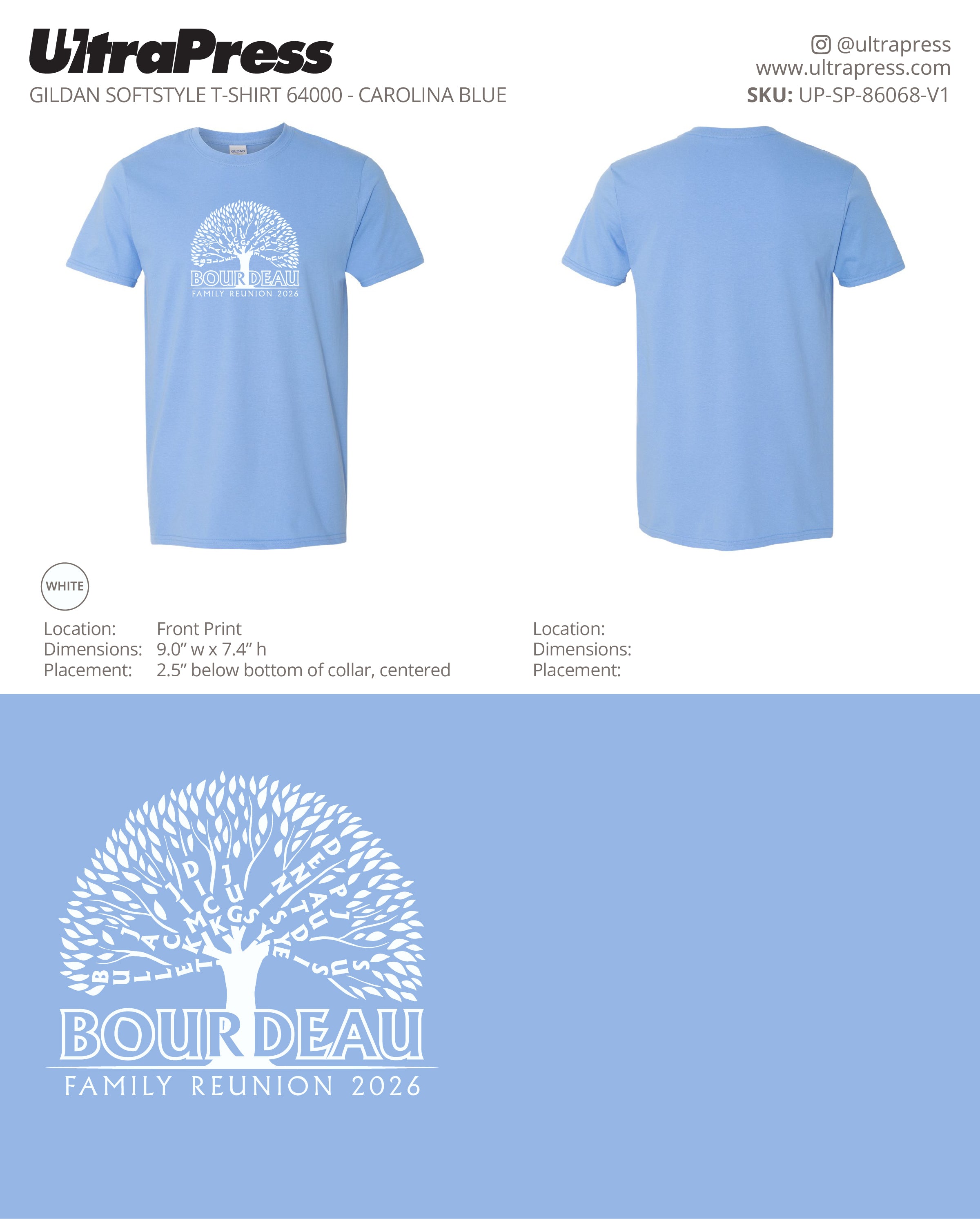UP-SP-86068 Bourdeau Family Reunion 2026 - Michelle Smith 100 Min Qty (Bulk)
