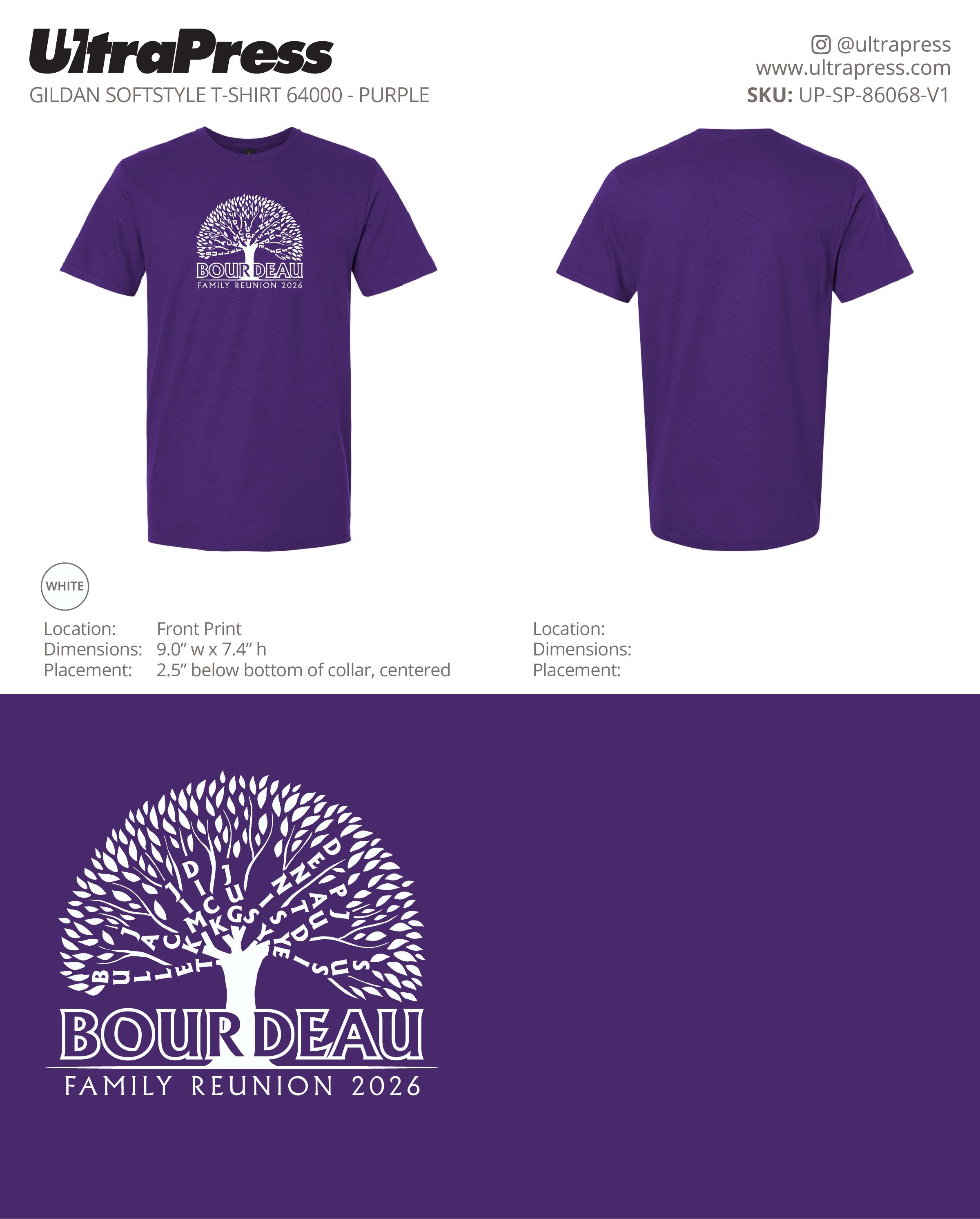 UP-SP-86068 Bourdeau Family Reunion 2026 - Michelle Smith 100 Min Qty (Bulk)
