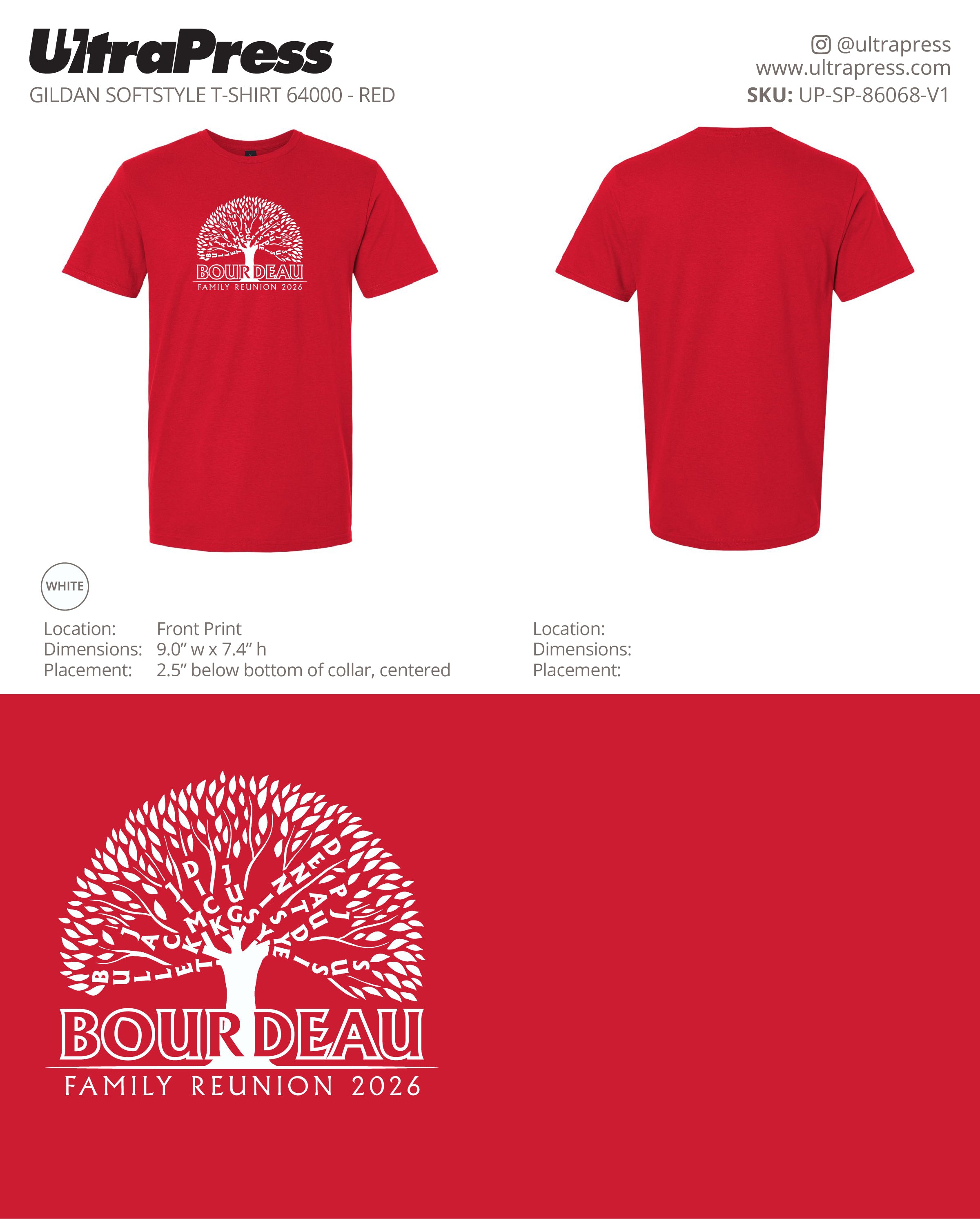 UP-SP-86068 Bourdeau Family Reunion 2026 - Michelle Smith 100 Min Qty (Bulk)