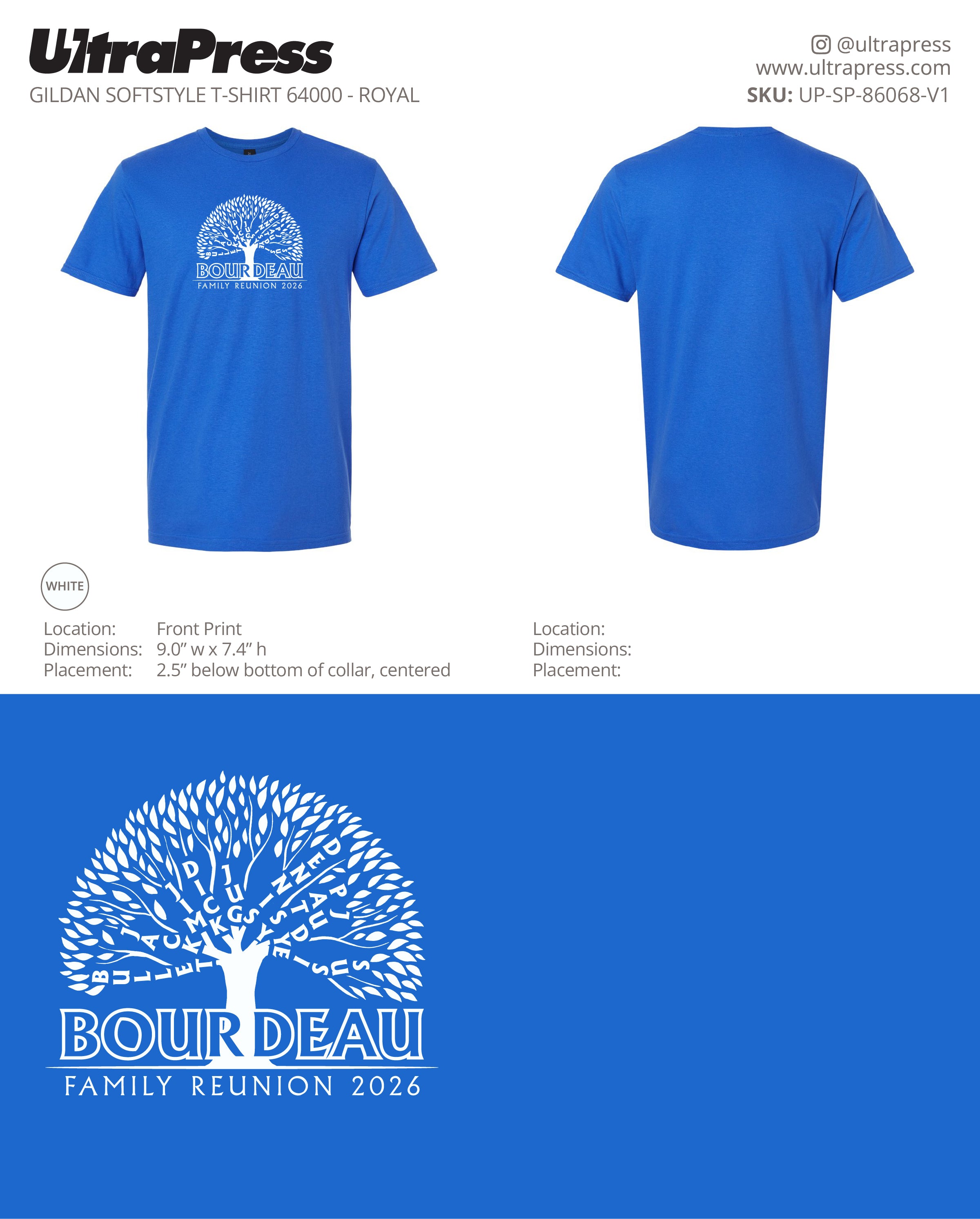 UP-SP-86068 Bourdeau Family Reunion 2026 - Michelle Smith 100 Min Qty (Bulk)
