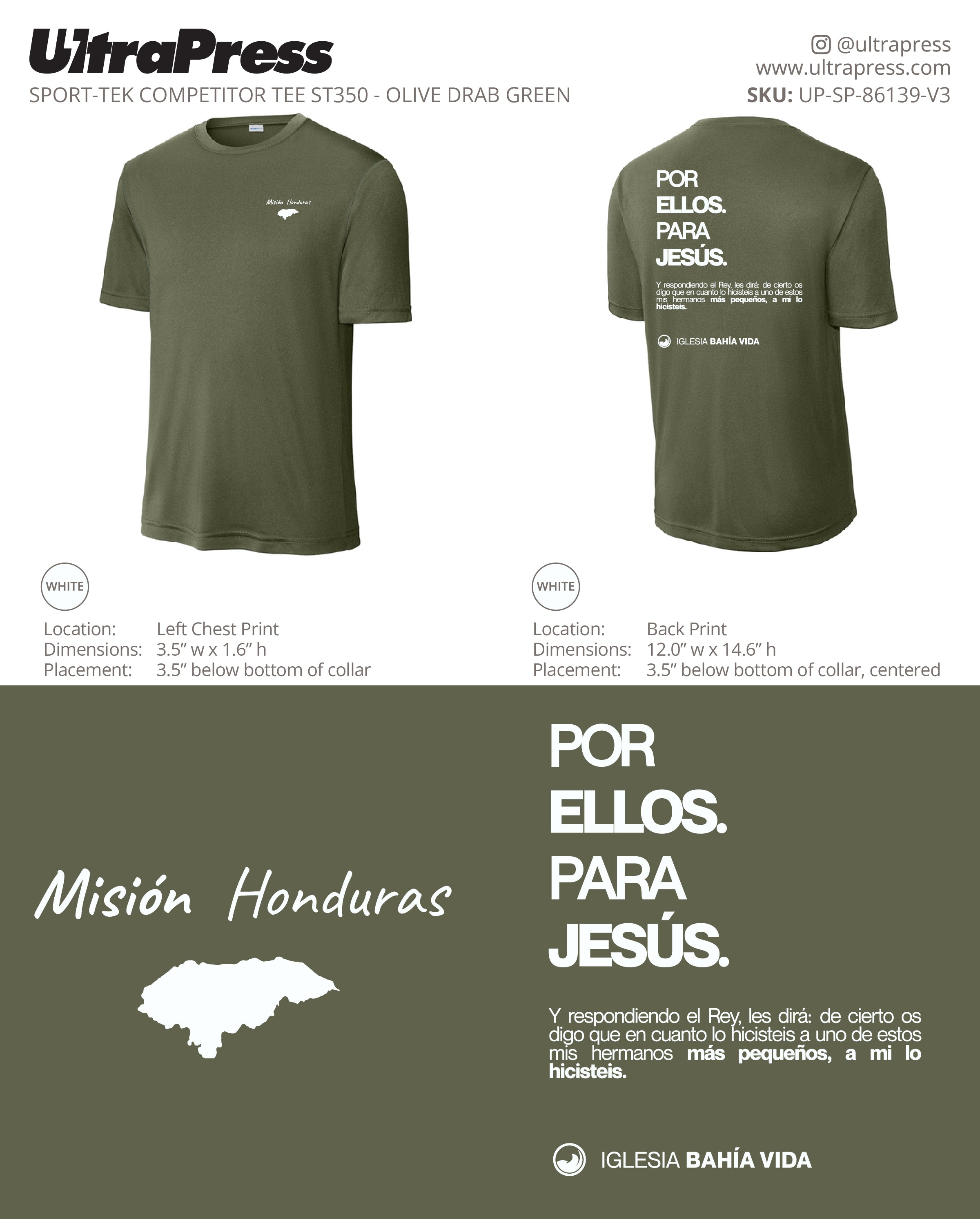 UP-SP-86139 Merch Mision Honduras Dri Fit Design 2 - Jhoselyn Jimenez - 48 Min Qty - Package Deal (Bulk)