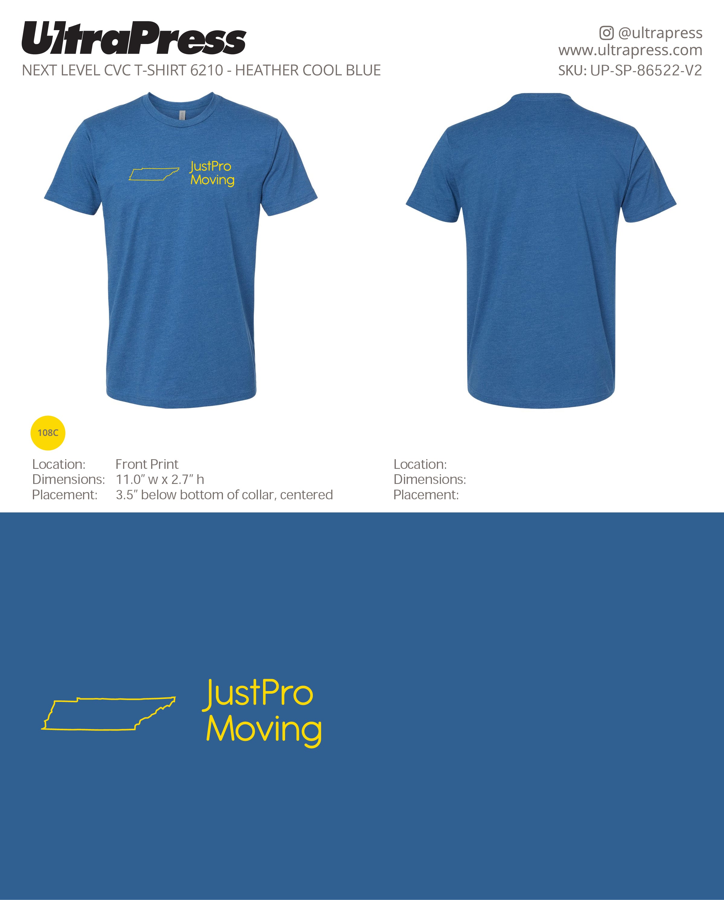 UP-SP-86522 JustPro TN Yellow Logo - Irina Iovitsa - 100 Min Qty - Package Deal (Bulk)