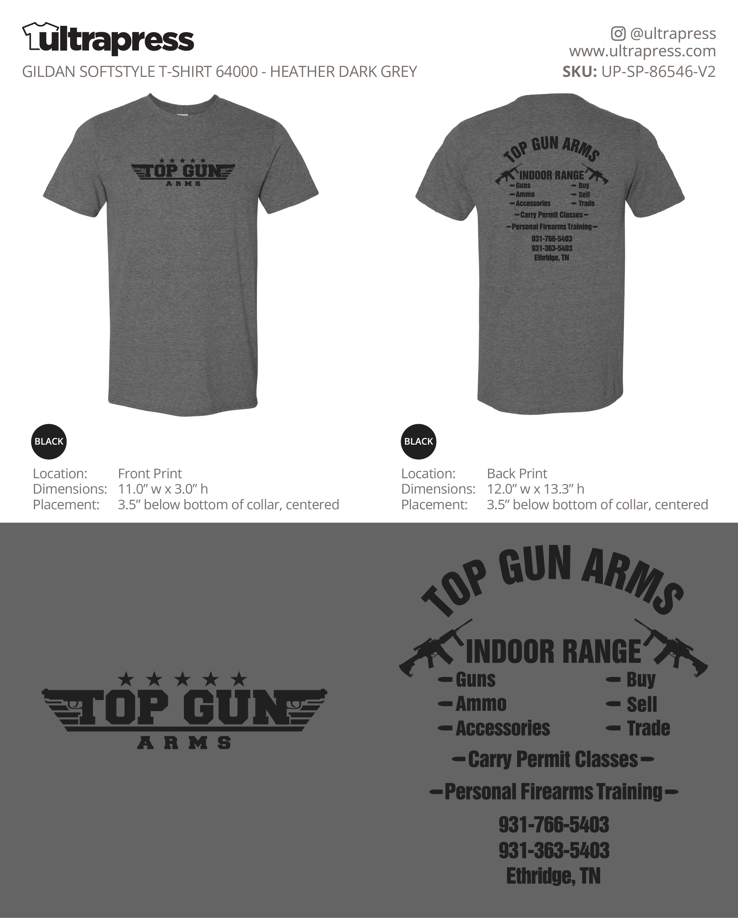 UP-SP-86546 Top Gun Arms Gildan SoftStyle Shirts - Jonathon Weigel - 100 Min Qty - Package Deal (Bulk)