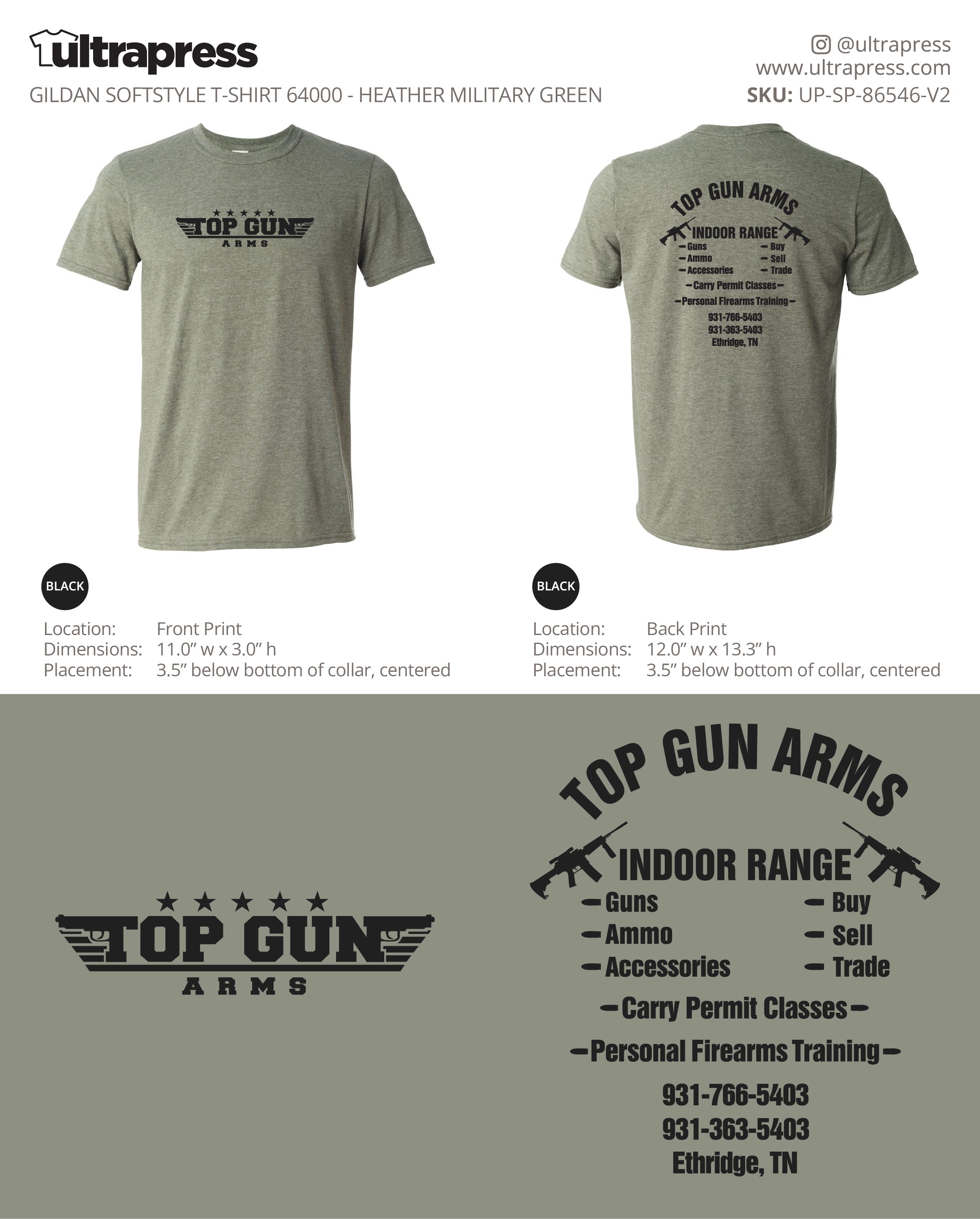 UP-SP-86546 Top Gun Arms Gildan SoftStyle Shirts - Jonathon Weigel - 100 Min Qty - Package Deal (Bulk)