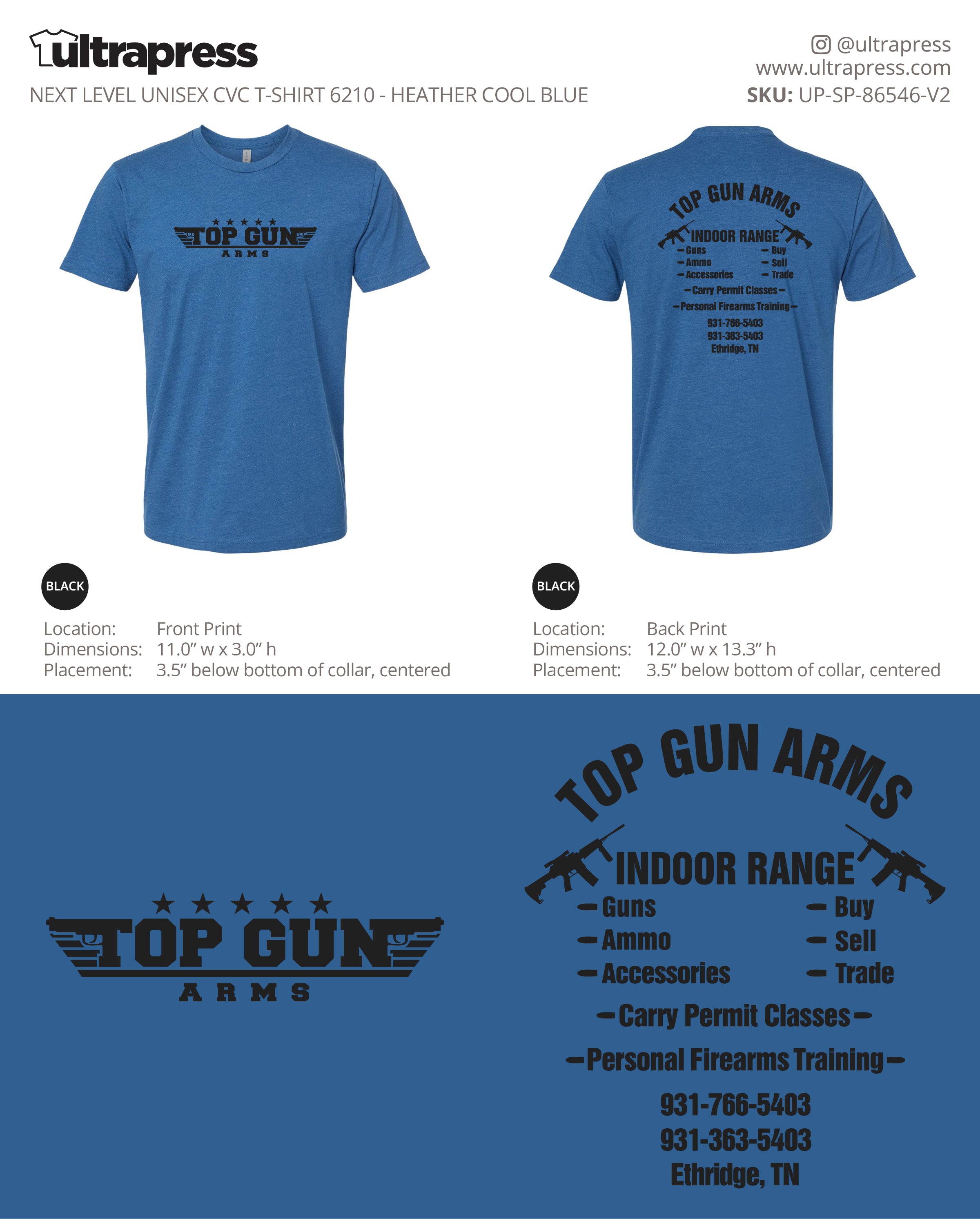 UP-SP-86546 Top Gun Arms Next Level CVC Shirts - Jonathon Weigel - 50 Min Qty - Package Deal (Bulk)
