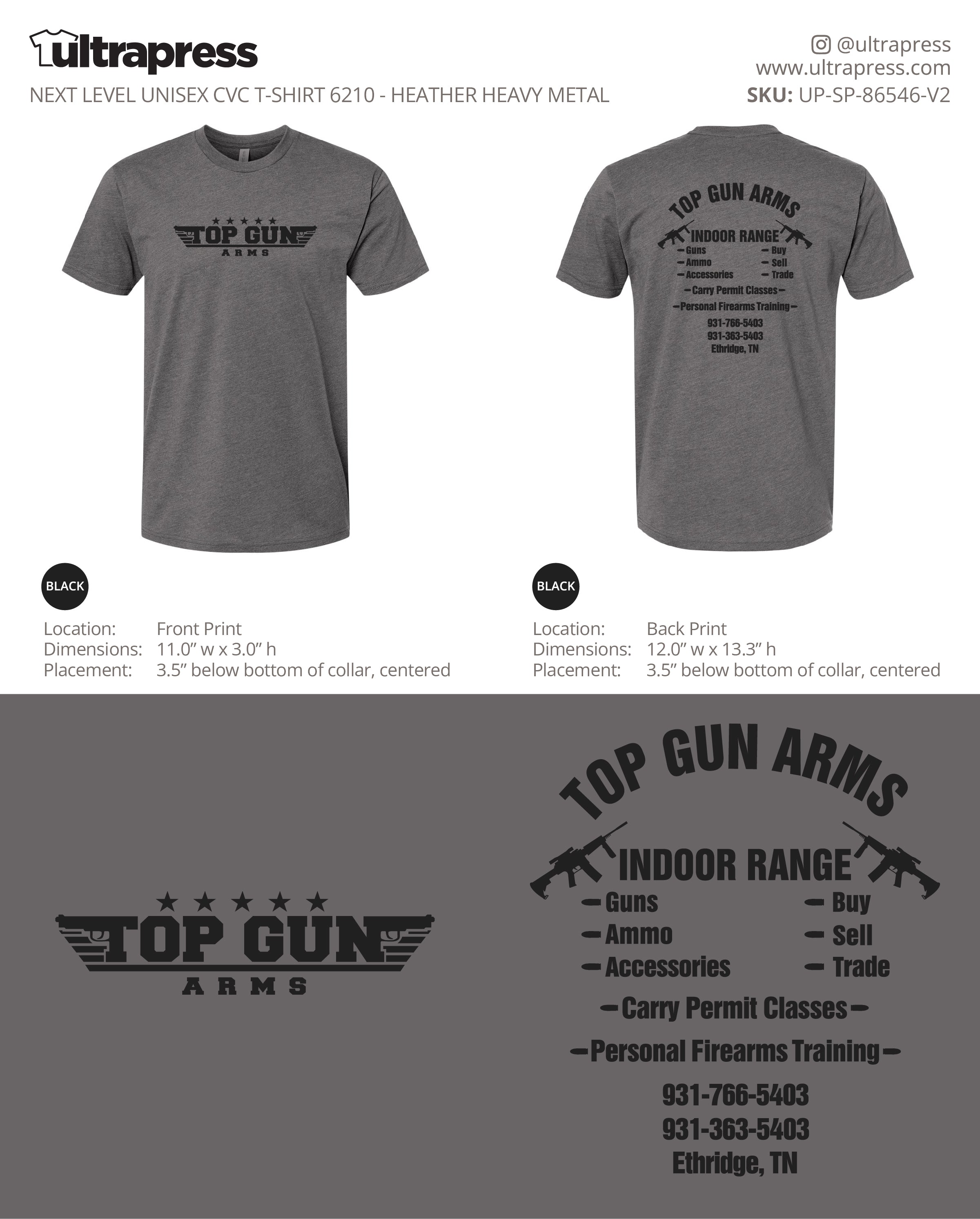 UP-SP-86546 Top Gun Arms Next Level CVC Shirts - Jonathon Weigel - 50 Min Qty - Package Deal (Bulk)