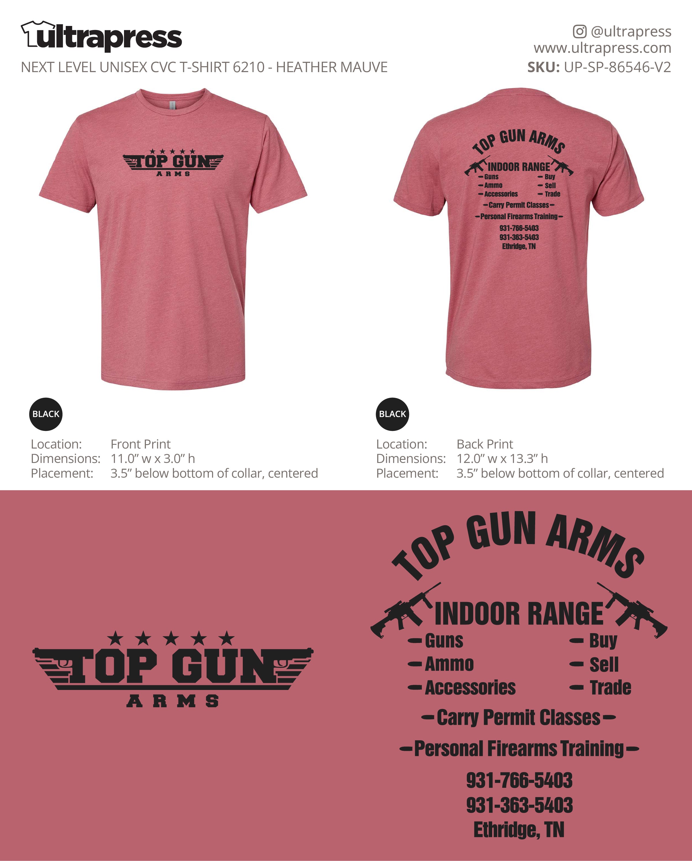 UP-SP-86546 Top Gun Arms Next Level CVC Shirts - Jonathon Weigel - 50 Min Qty - Package Deal (Bulk)