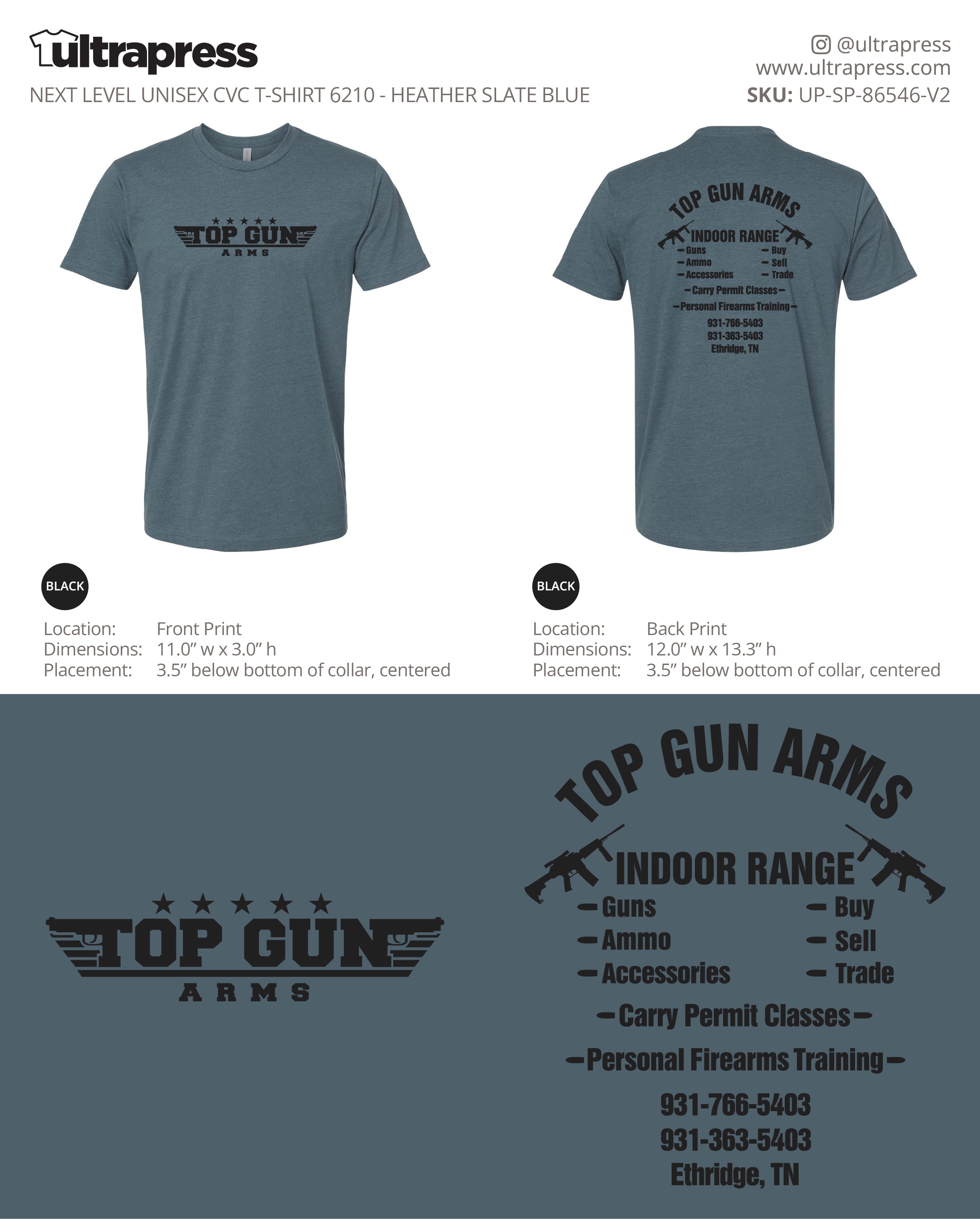 UP-SP-86546 Top Gun Arms Next Level CVC Shirts - Jonathon Weigel - 50 Min Qty - Package Deal (Bulk)