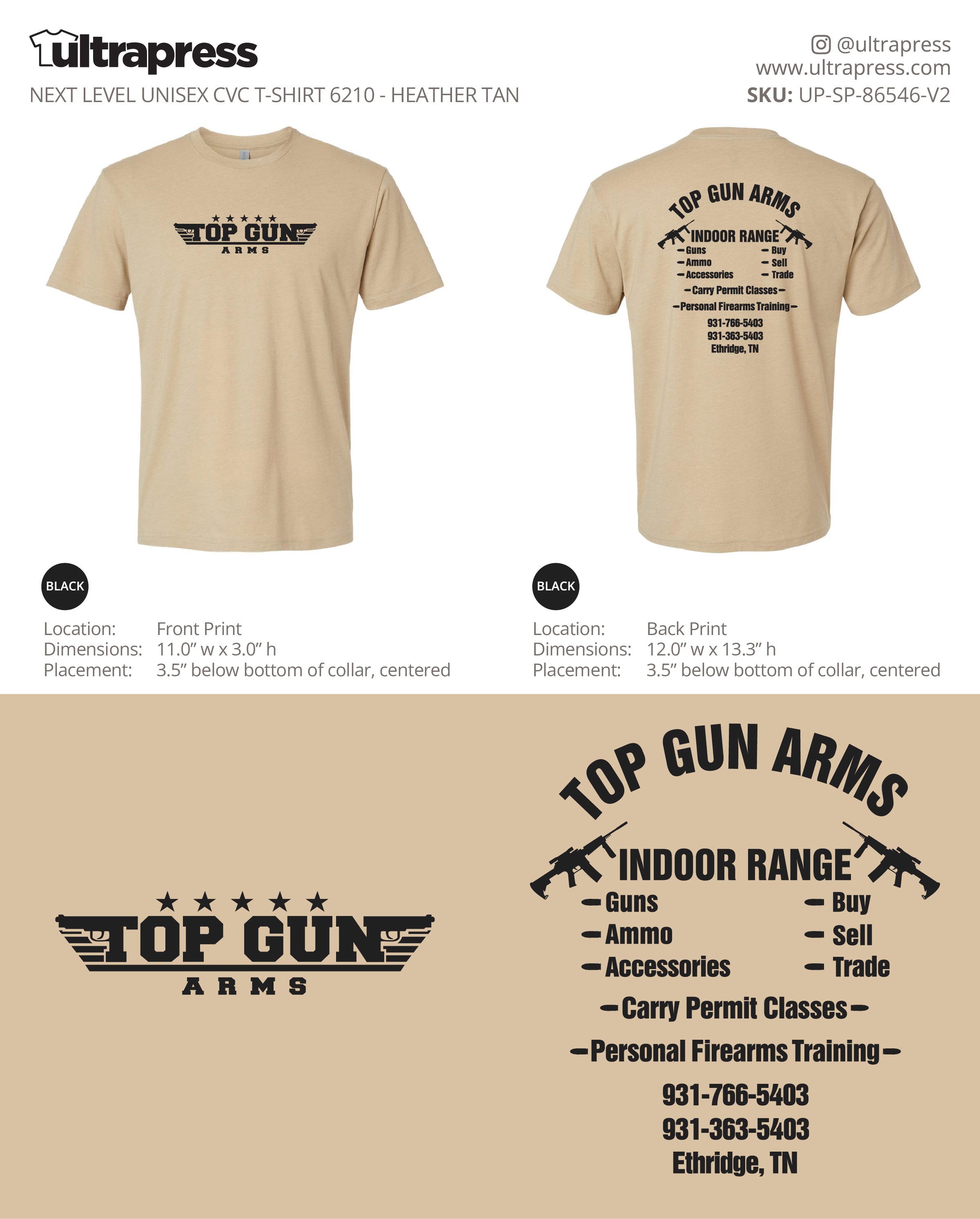 UP-SP-86546 Top Gun Arms Next Level CVC Shirts - Jonathon Weigel - 50 Min Qty - Package Deal (Bulk)