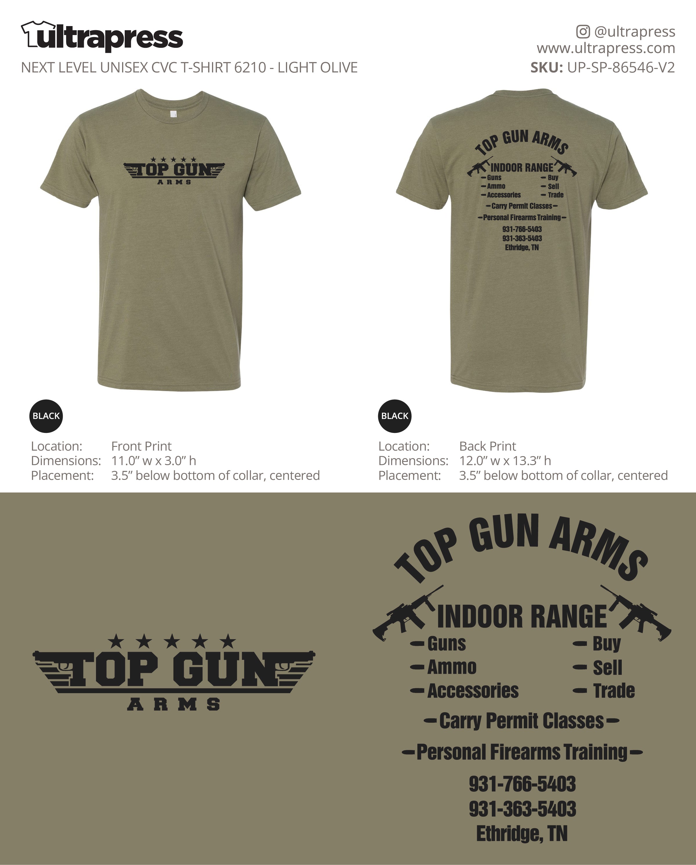 UP-SP-86546 Top Gun Arms Next Level CVC Shirts - Jonathon Weigel - 50 Min Qty - Package Deal (Bulk)