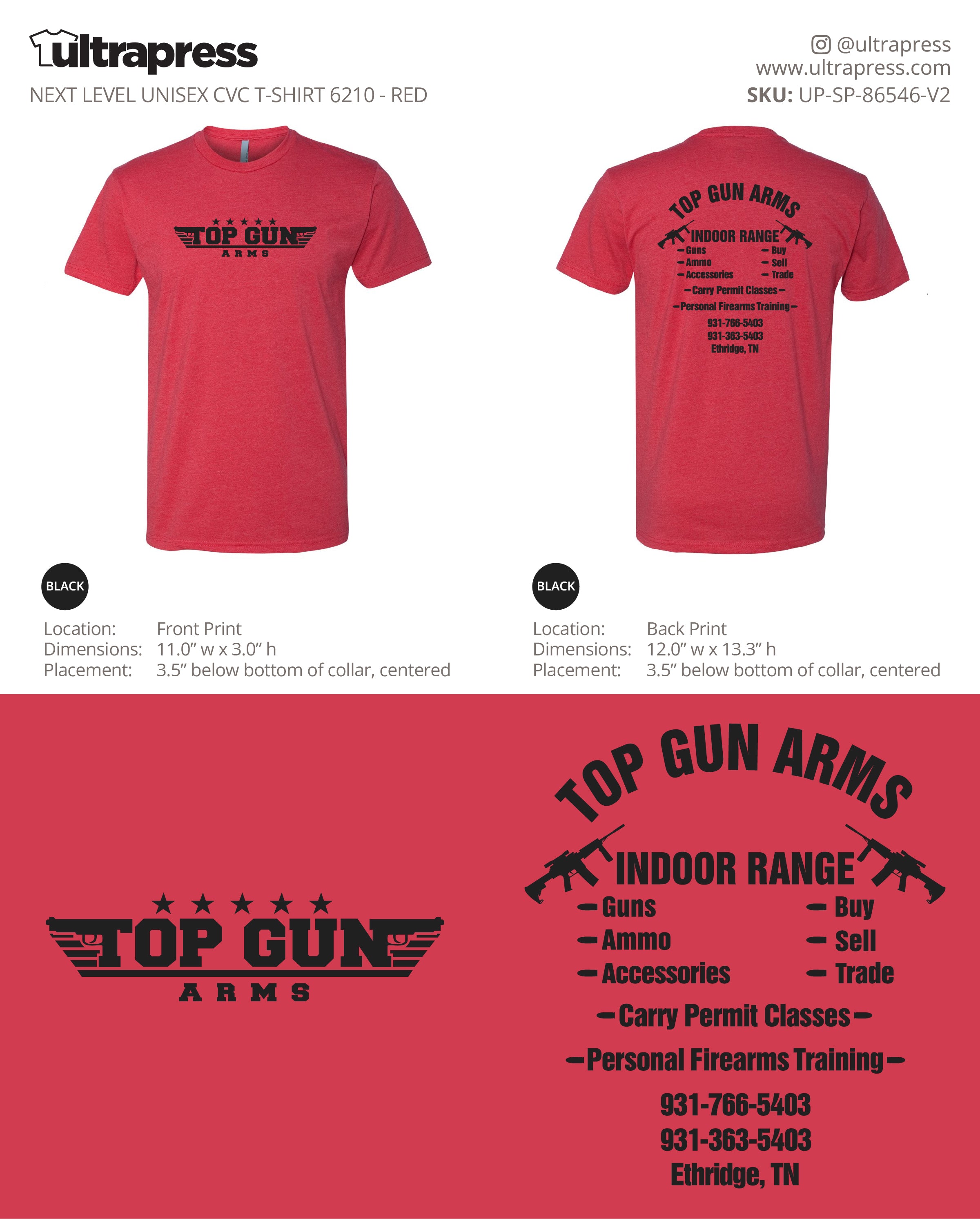 UP-SP-86546 Top Gun Arms Next Level CVC Shirts - Jonathon Weigel - 50 Min Qty - Package Deal (Bulk)