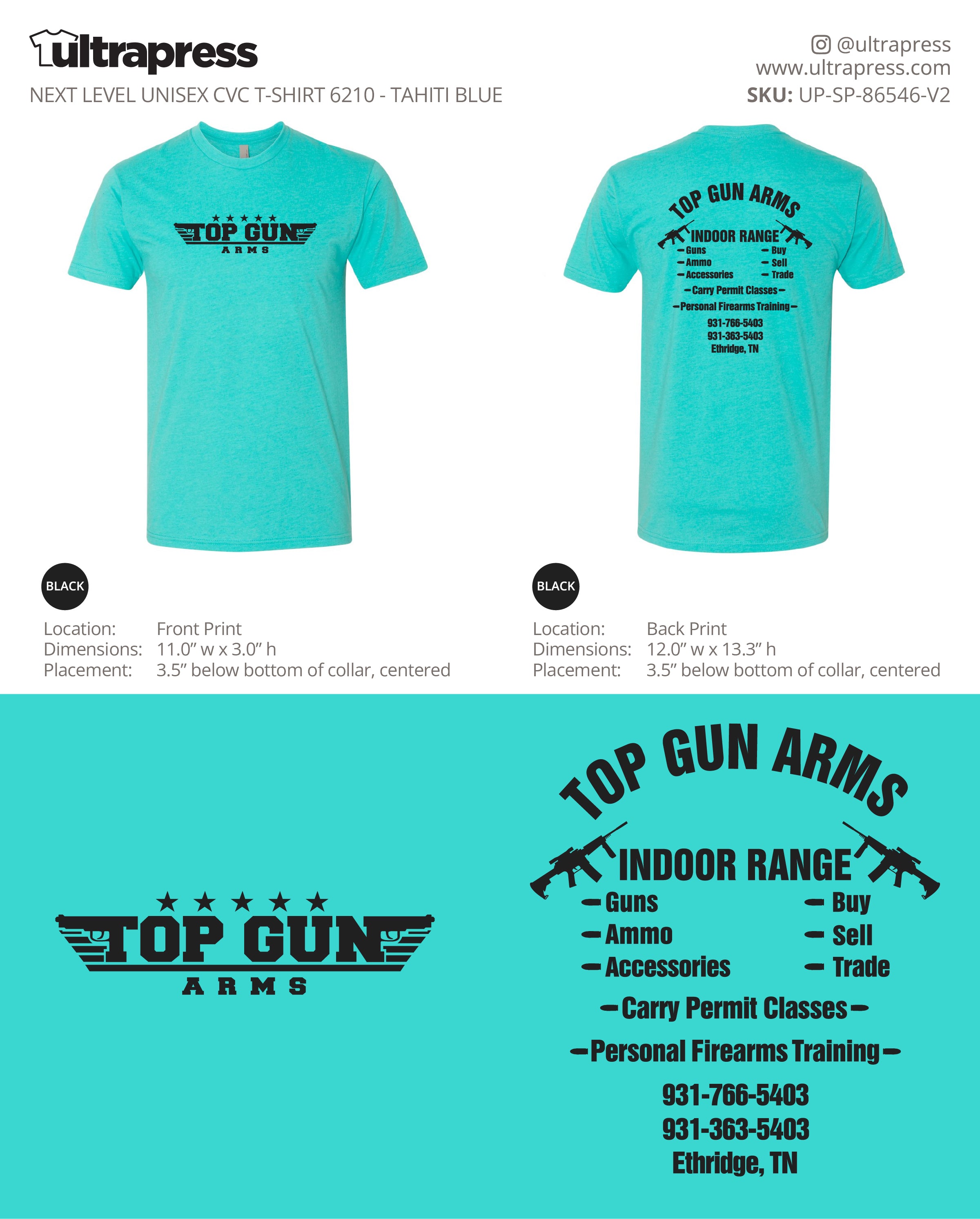 UP-SP-86546 Top Gun Arms Next Level CVC Shirts - Jonathon Weigel - 50 Min Qty - Package Deal (Bulk)