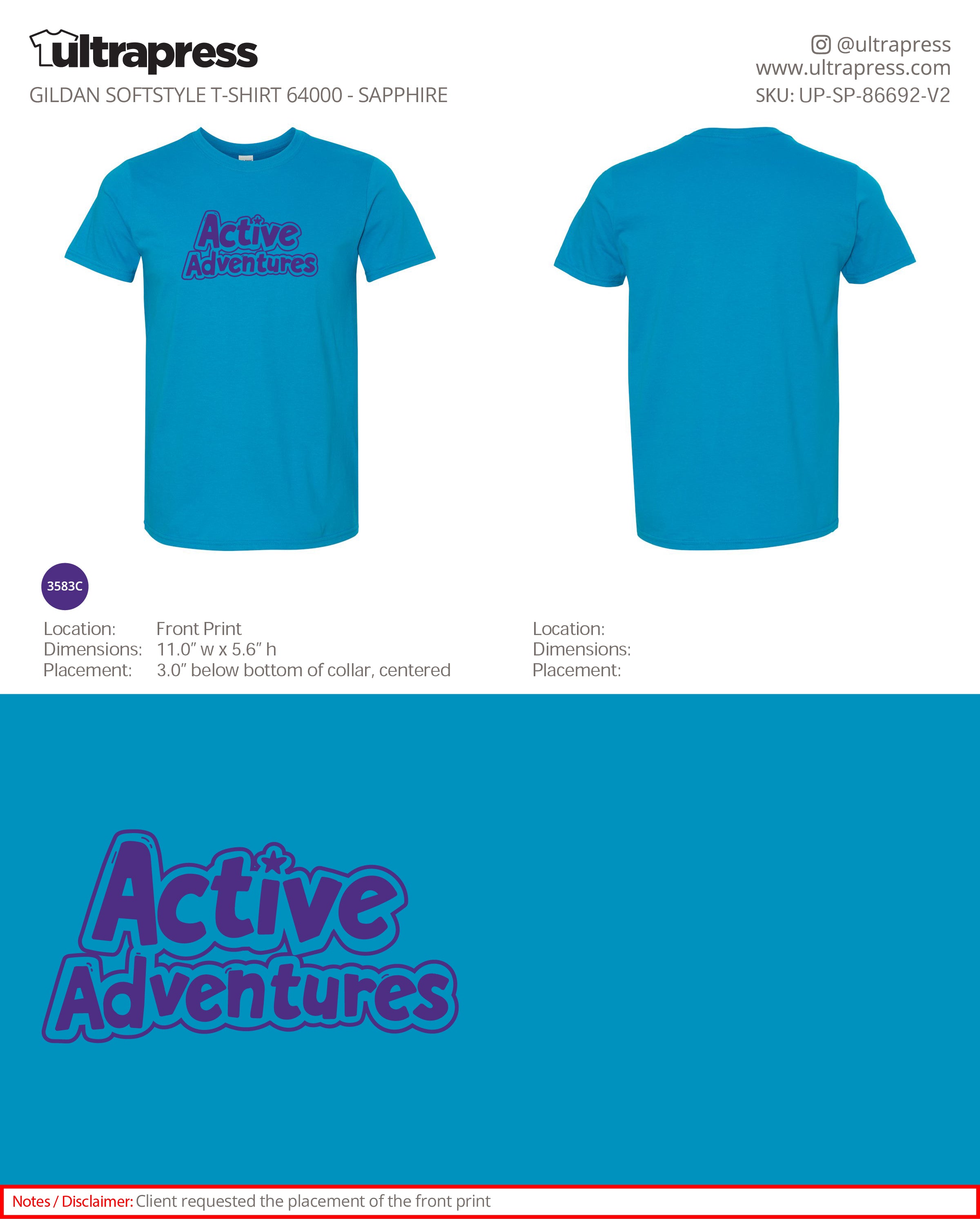 UP-SP-86692 Active Adventures (Purple Logo) ADULT - Elizabeth Barthel - 100 Min Qty - Package Deal (Bulk)