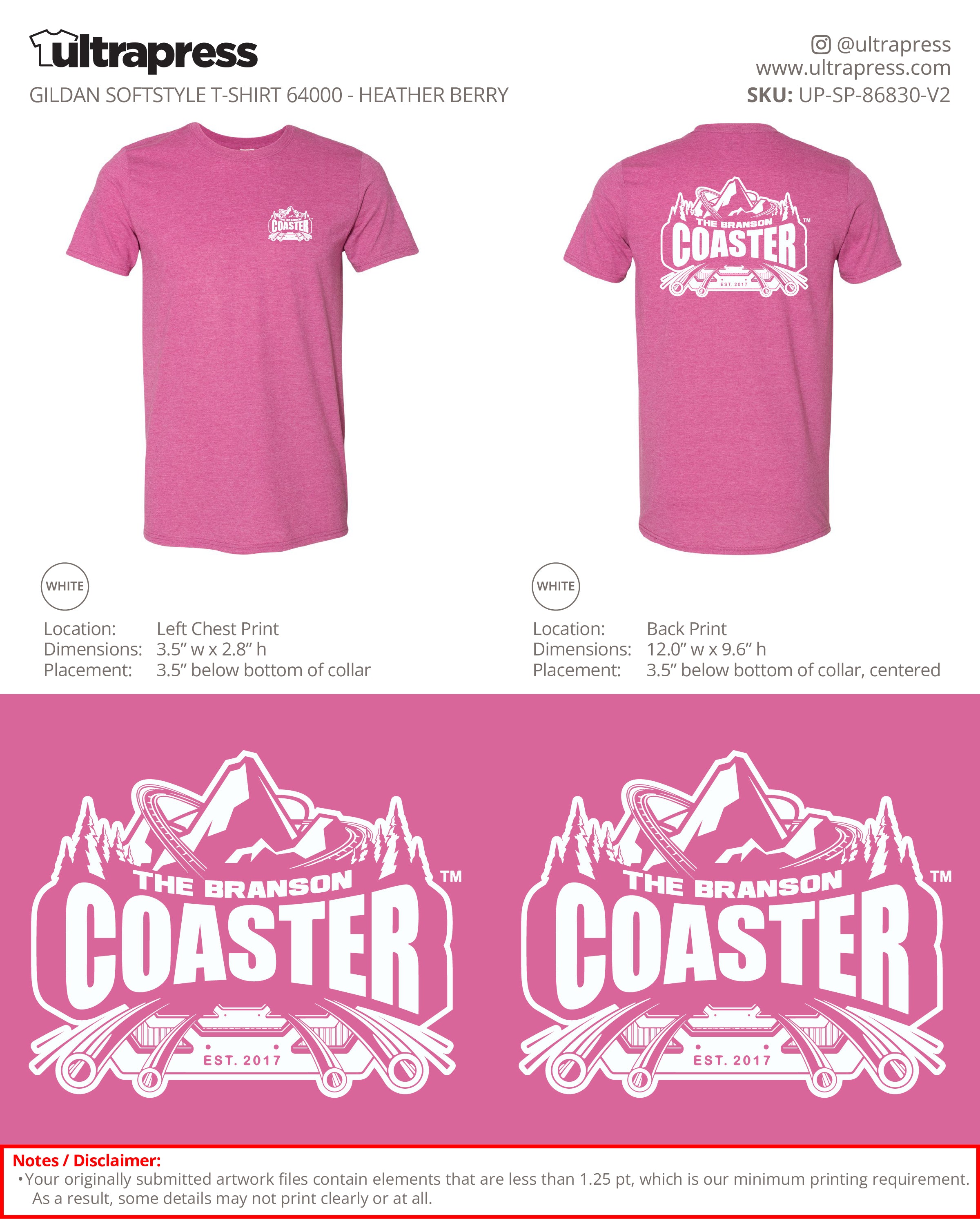 UP-SP-86830 The Branson Coaster - Jessica Wedel 100 Pieces Package Deal (Bulk)
