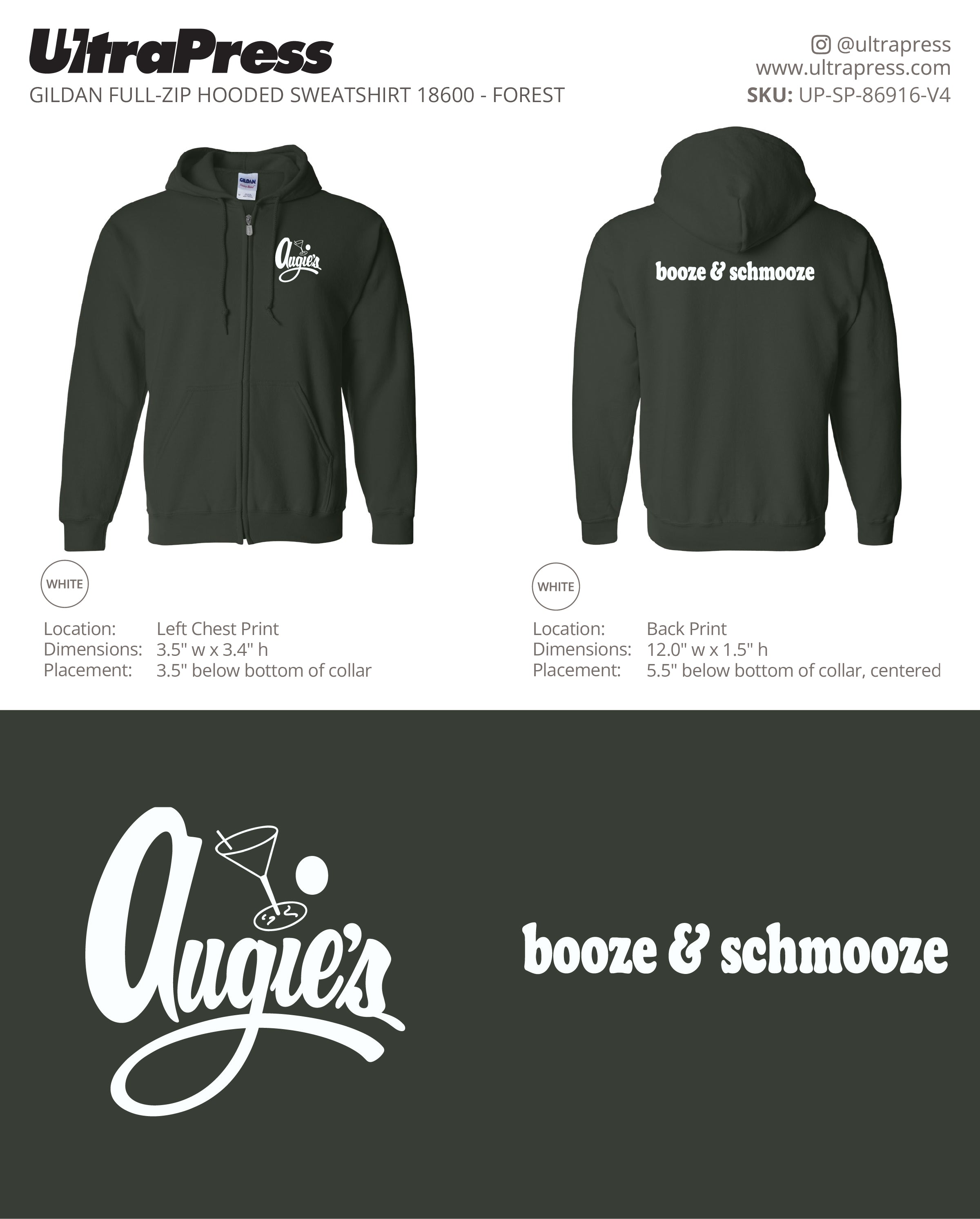 UP-SP-86916 Augie's Chicago Throwback Logo Hoodies - Isabelle Nigro 50 Min Qty (Bulk)