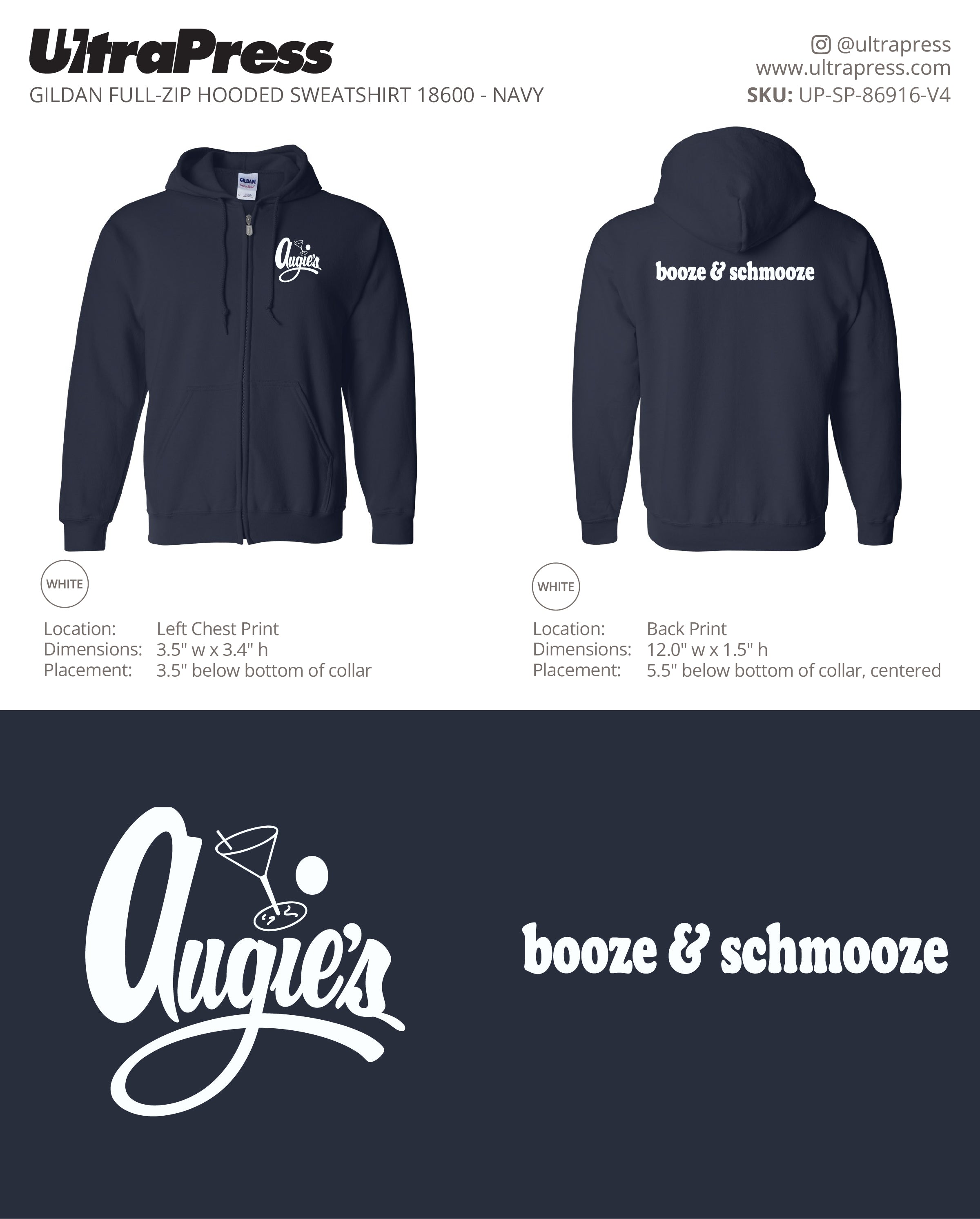 UP-SP-86916 Augie's Chicago Throwback Logo Hoodies - Isabelle Nigro 50 Min Qty (Bulk)