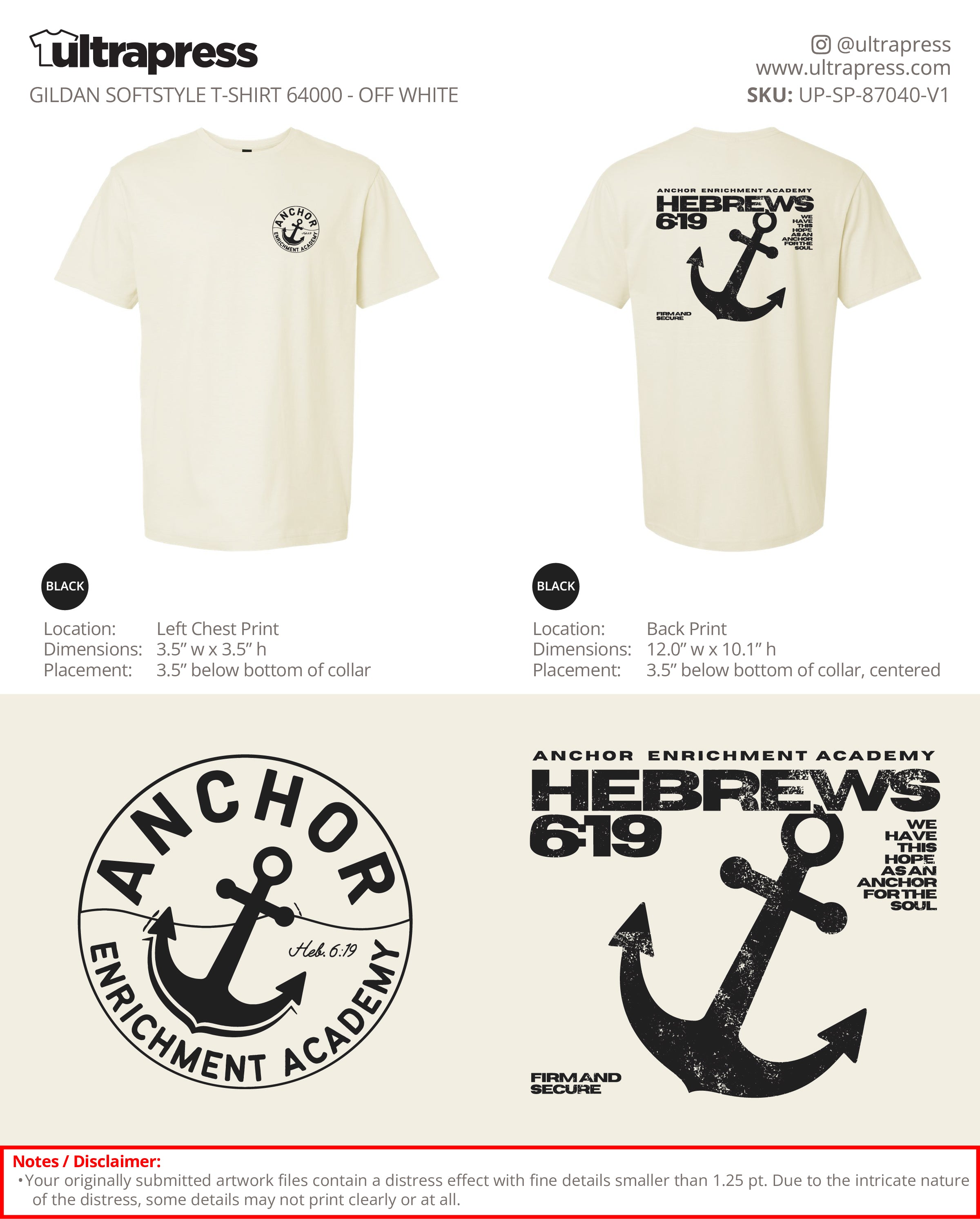 UP-SP-87040 Anchor Enrichment Academy BLACK LOGO - Denna Walker - 100 Min Qty - Package Deal (Bulk)