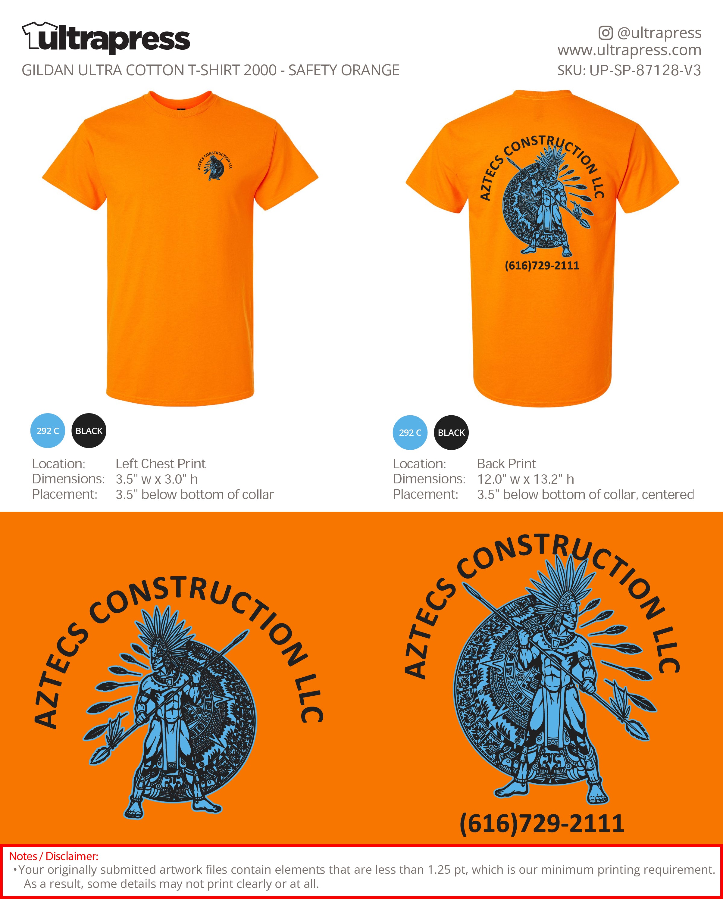 UP-SP-87128 AZTECS CONSTRUCTIONS - PABLO VALENCIA JR 100 Min Qty (Bulk)