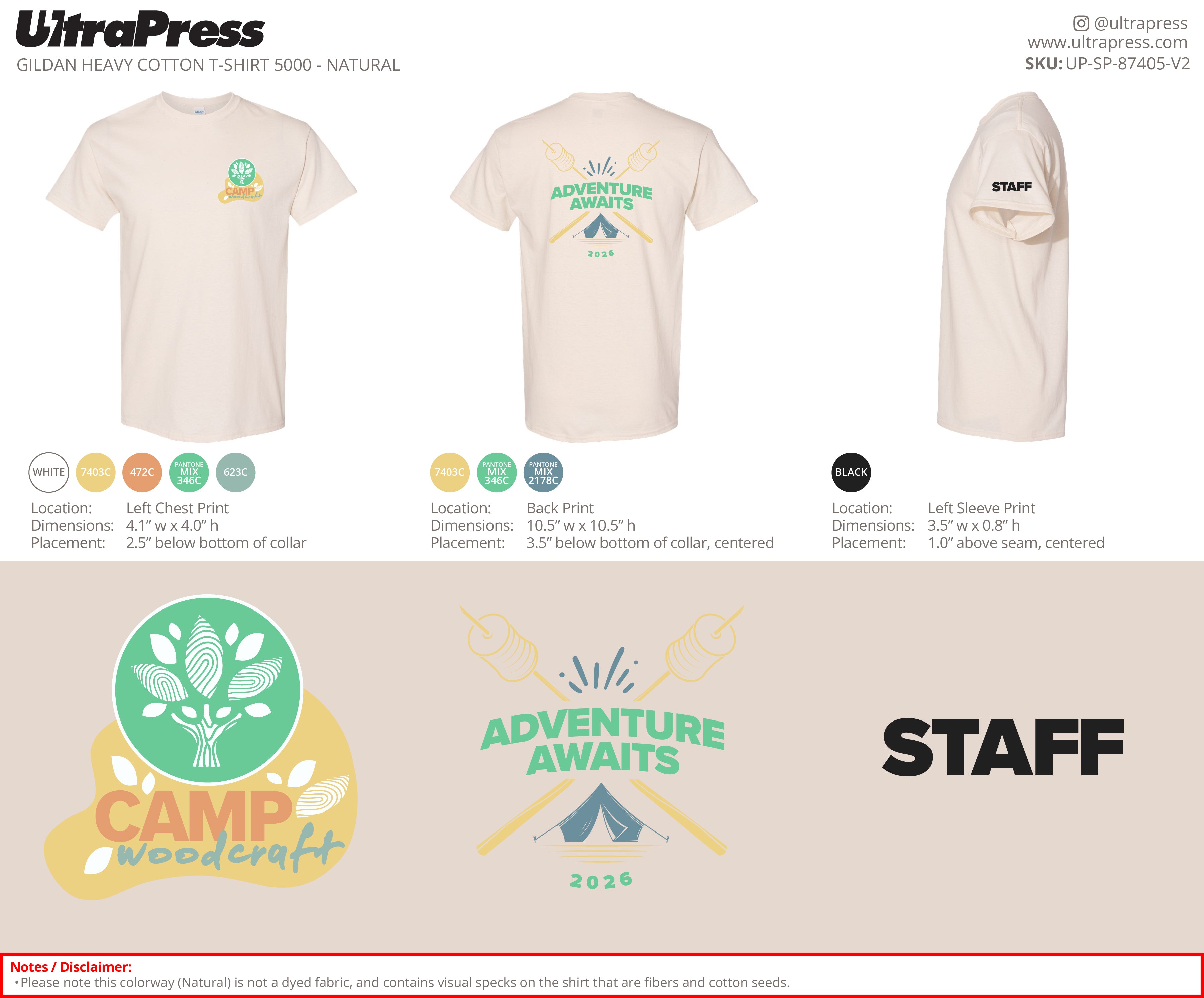 UP-SP-87405 Camp Woodcraft Adventure Awaits 2026 STAFF - Israel Serna 150 Min Qty (Bulk)