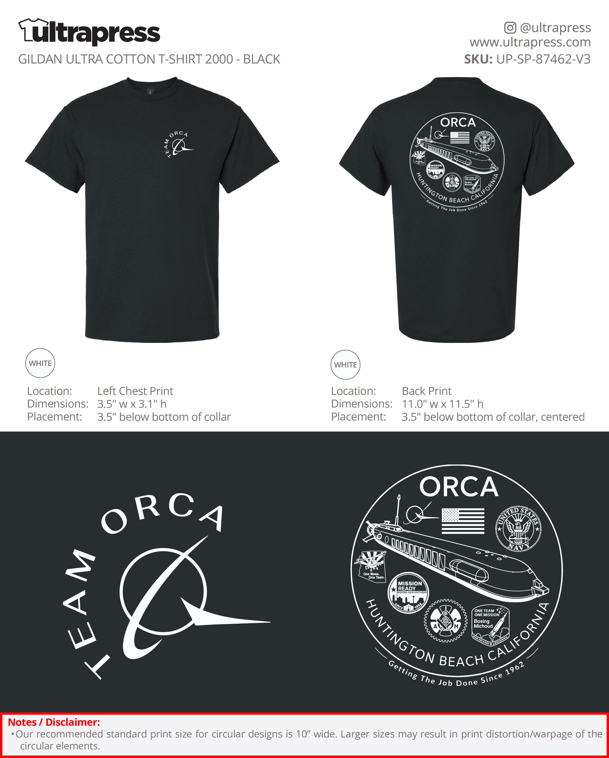 UP-SP-87462 Team Orca 2026 Ultra Cotton Shirts - Steve Molenda - 100 Min Qty - Package Deal (Bulk)