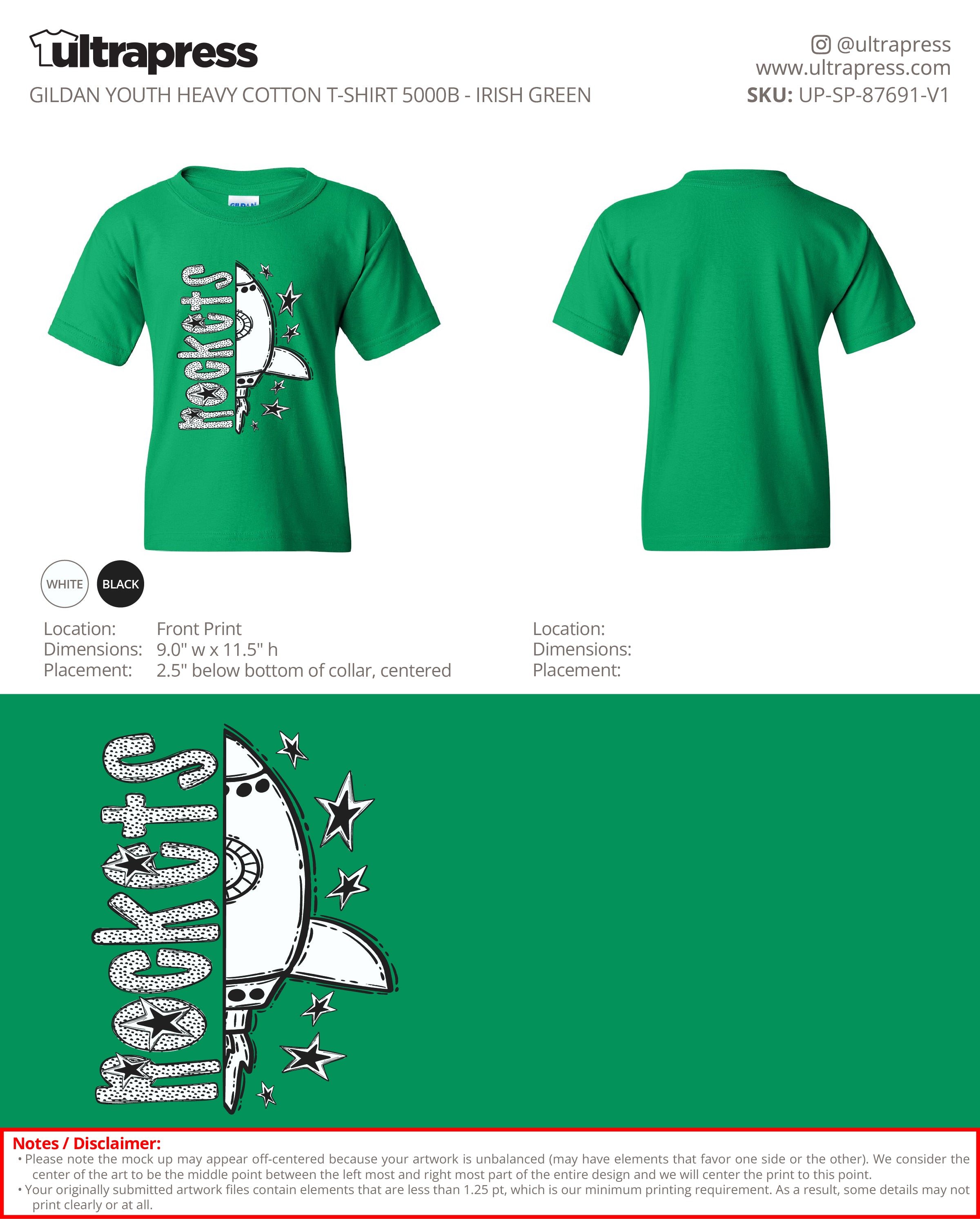 UP-SP-87691 Rutland Elementary Rockets B&W - Brianna Edser - 100 Min Qty - Package Deal (Bulk)