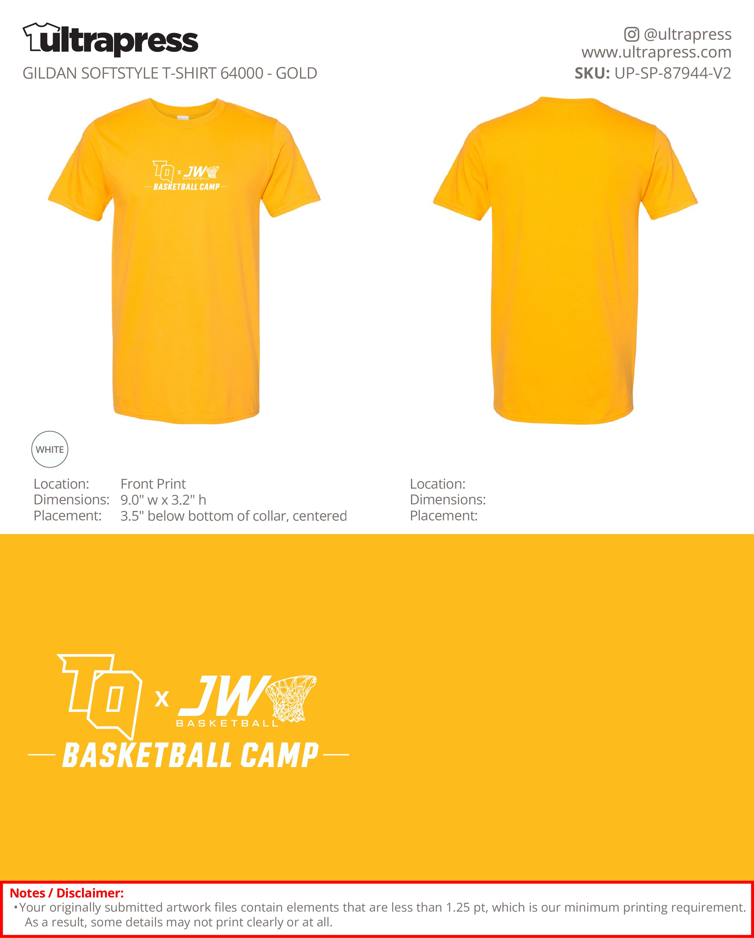UP-SP-87944 JW Basketball Camp - Jason Wright - 100 Min Qty - Package Deal (Bulk)