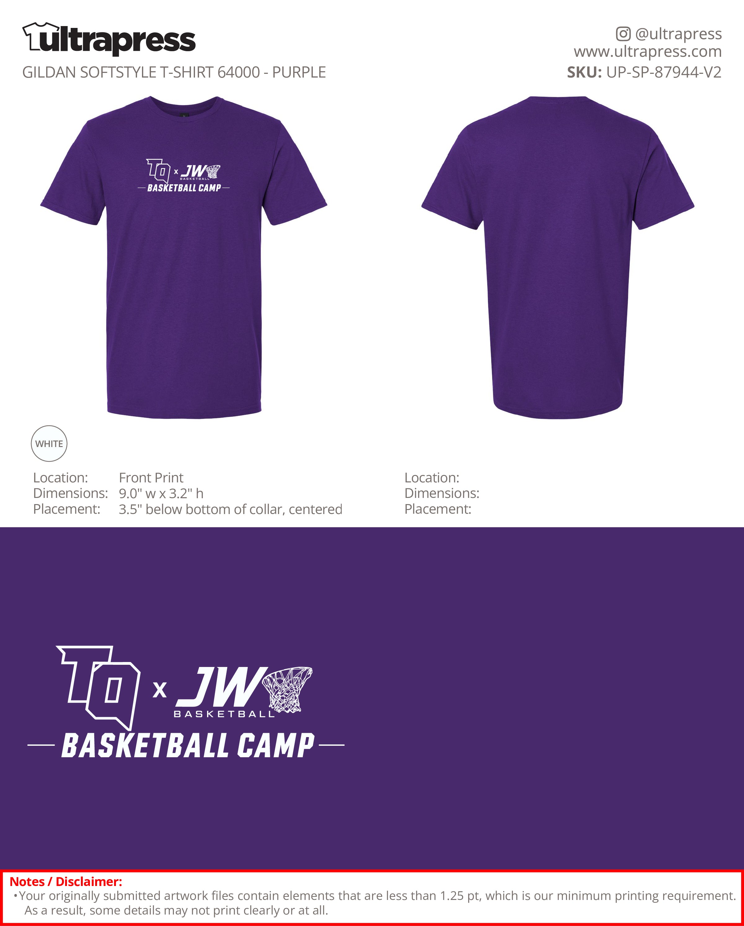UP-SP-87944 JW Basketball Camp - Jason Wright - 100 Min Qty - Package Deal (Bulk)
