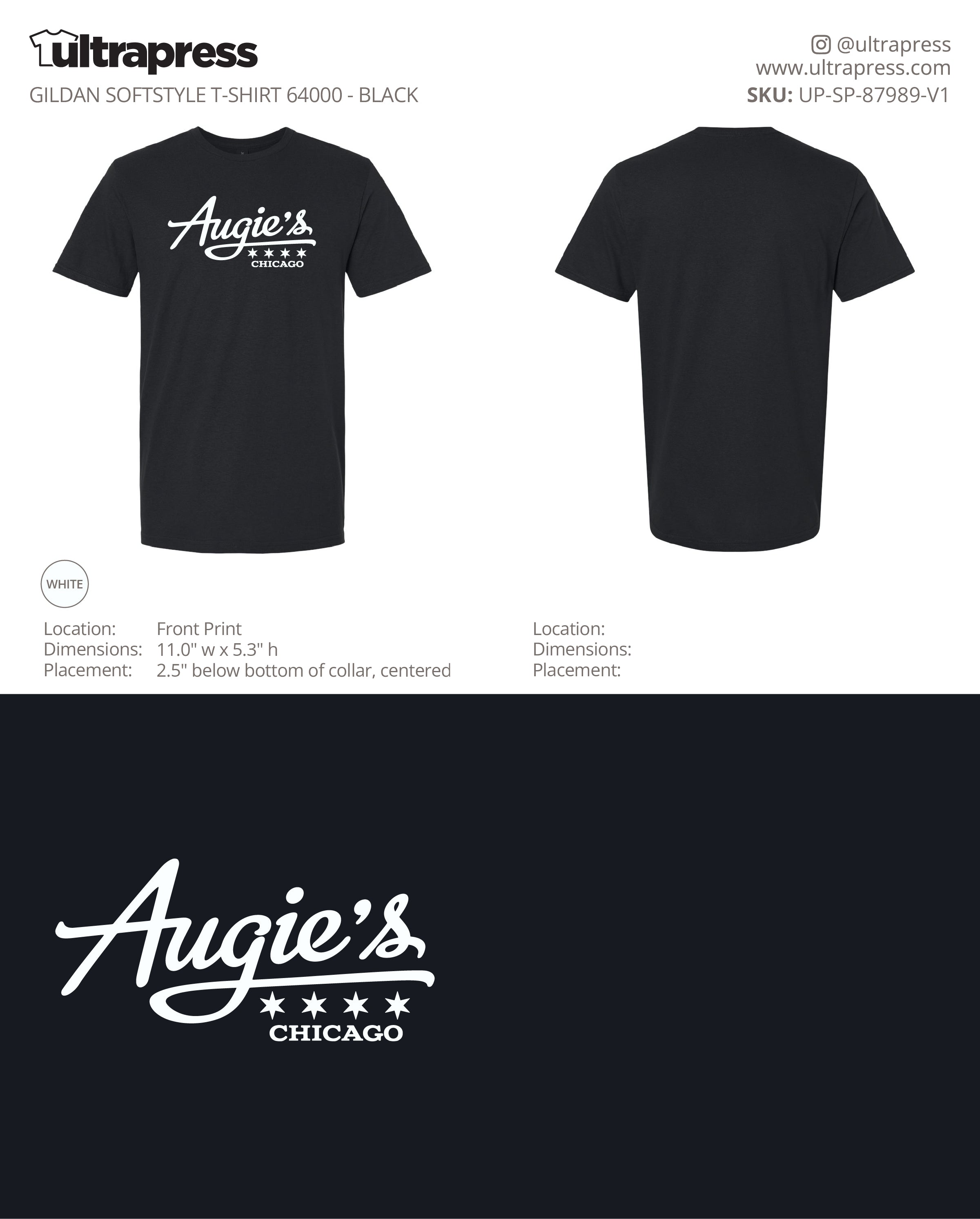 UP-SP-87989 Augie's Logo (w/ Stars Non-Distressed) T-Shirts - Isabelle Nigro - 100 Min Qty - Package Deal (Bulk)