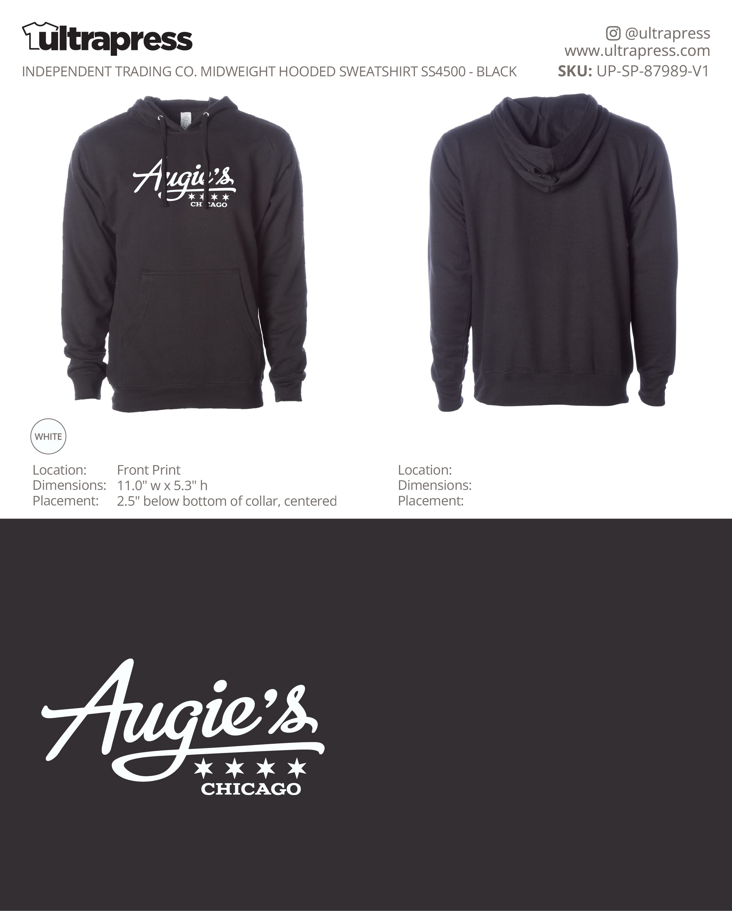 UP-SP-87989 Augie's Logo (w/ Stars Non-Distressed) Hoodies - Isabelle Nigro 36 Min Qty (Bulk)