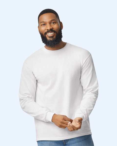 Gildan Men's Heavy Cotton Long Sleeve T-Shirt, 2-Pack, Style 5400 - 100% Preshrunk Cotton, Ribbed Cuffs, Available In Multiple Colors