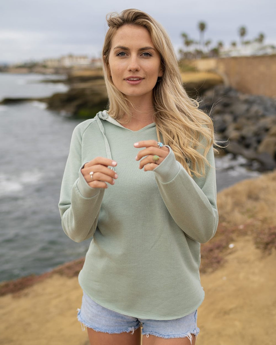 Women s Lightweight California Wave Wash Hooded Sweatshirt