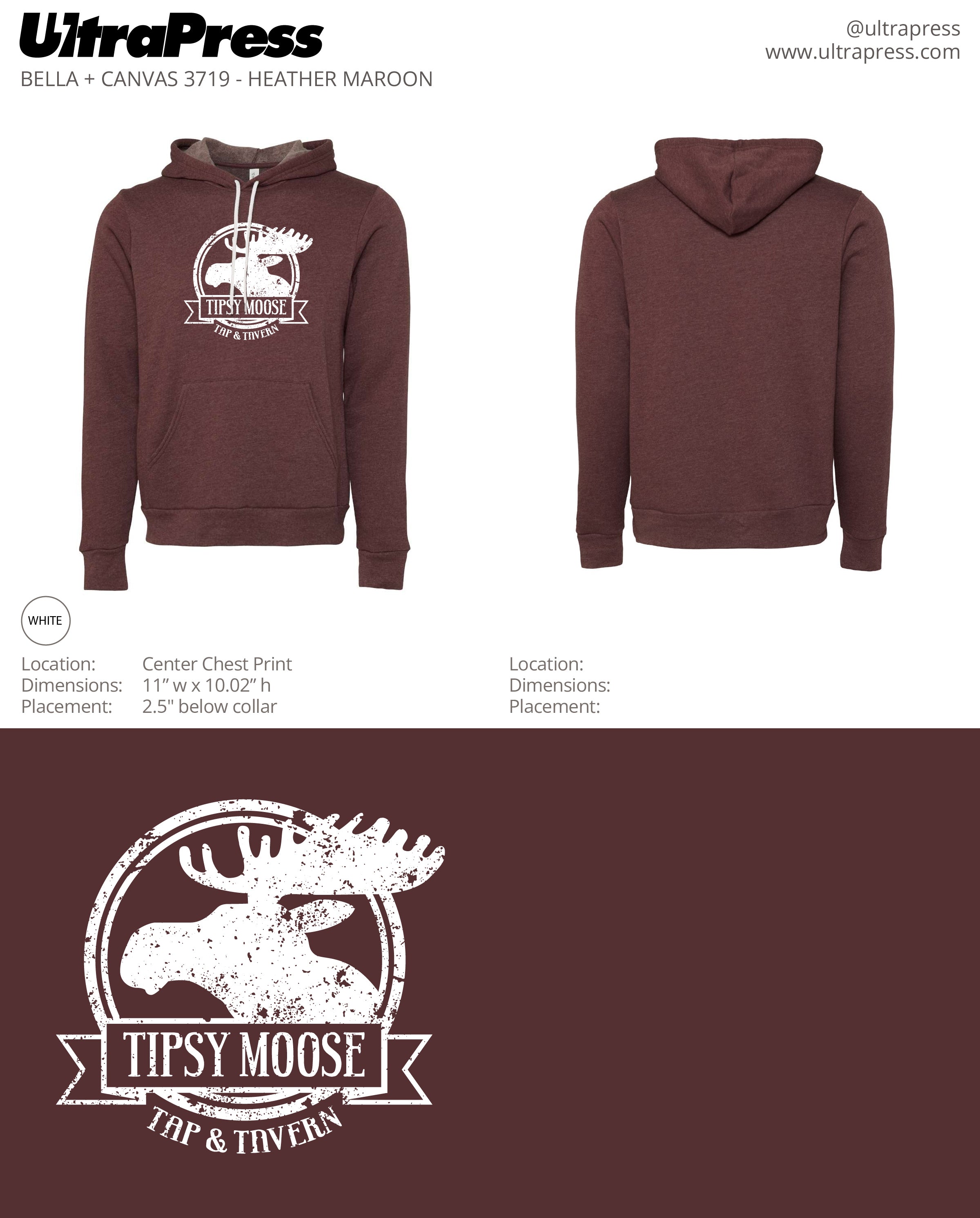 UP-SP-63204 Tipsy Moose Distressed Logo Hoodie 144 Min Qty (Bulk)